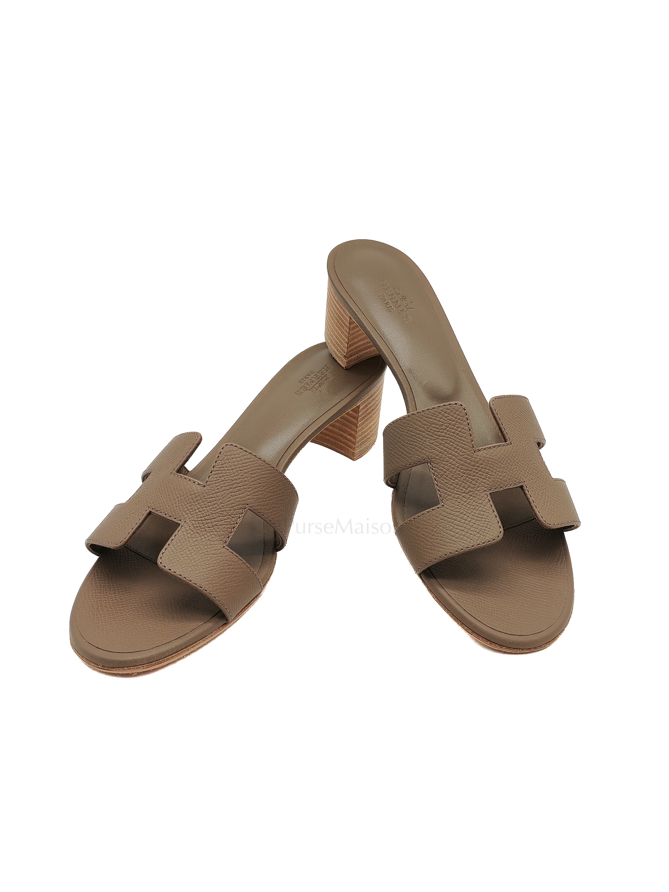 Hermes Oasis Sandals in Etoupe Epsom Leather Size 38(24.5cm) - Image 2
