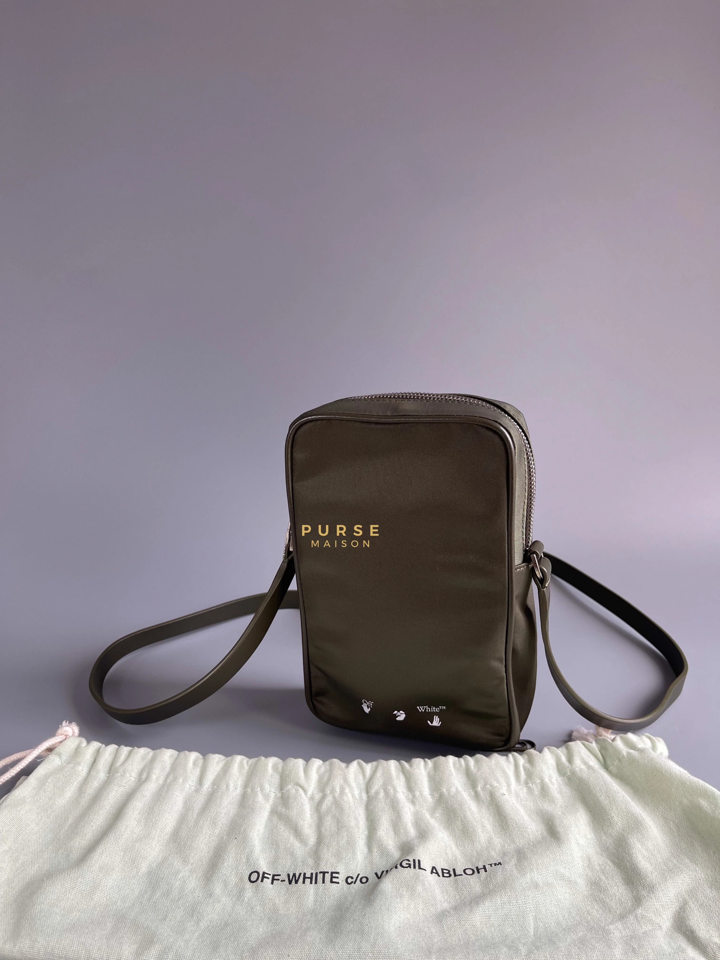 Off-White Off-White Zip Around Logo Bag (Army Green) - Image 18