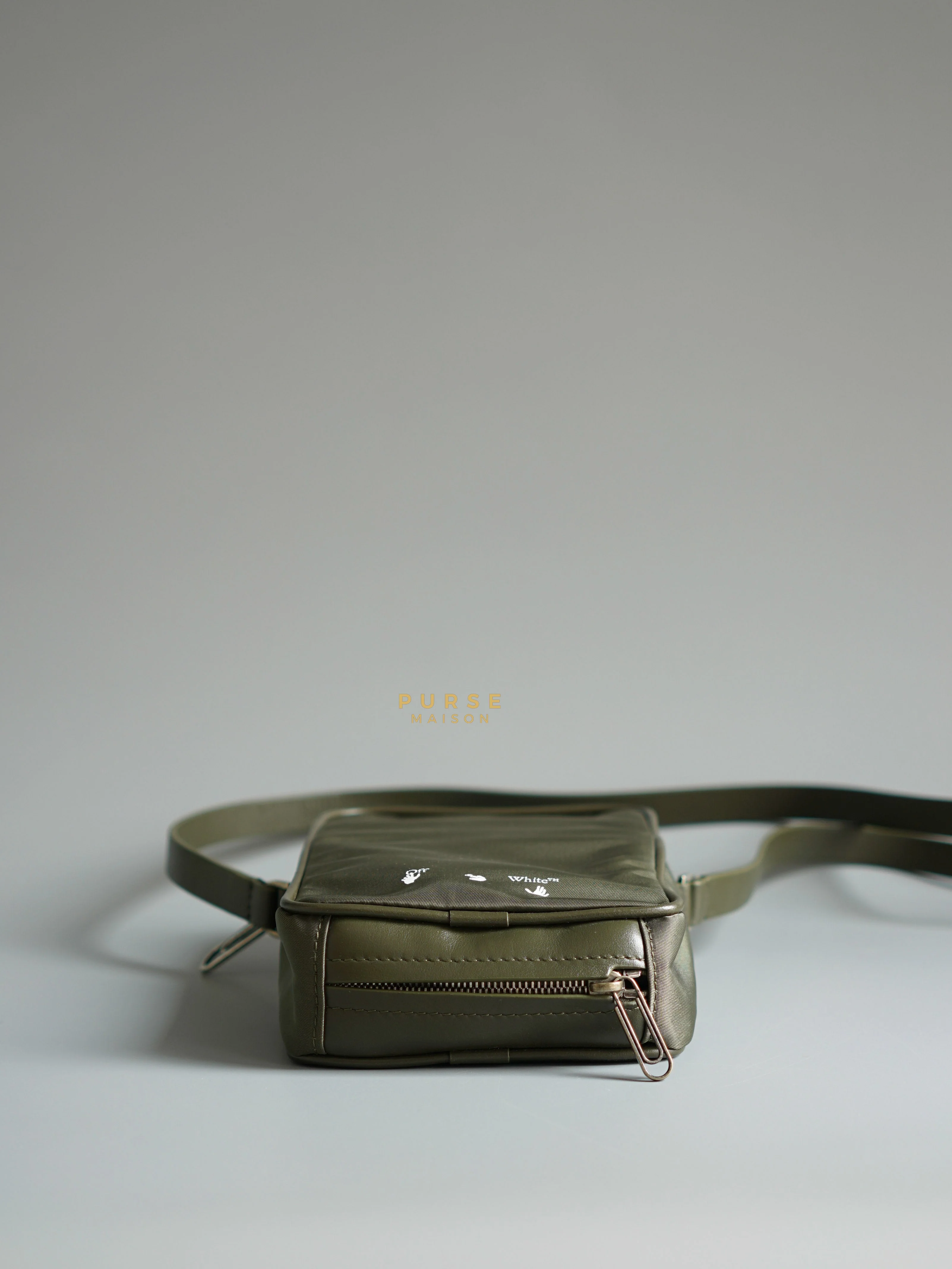 Off-White Off-White Zip Around Logo Bag (Army Green) - Image 4