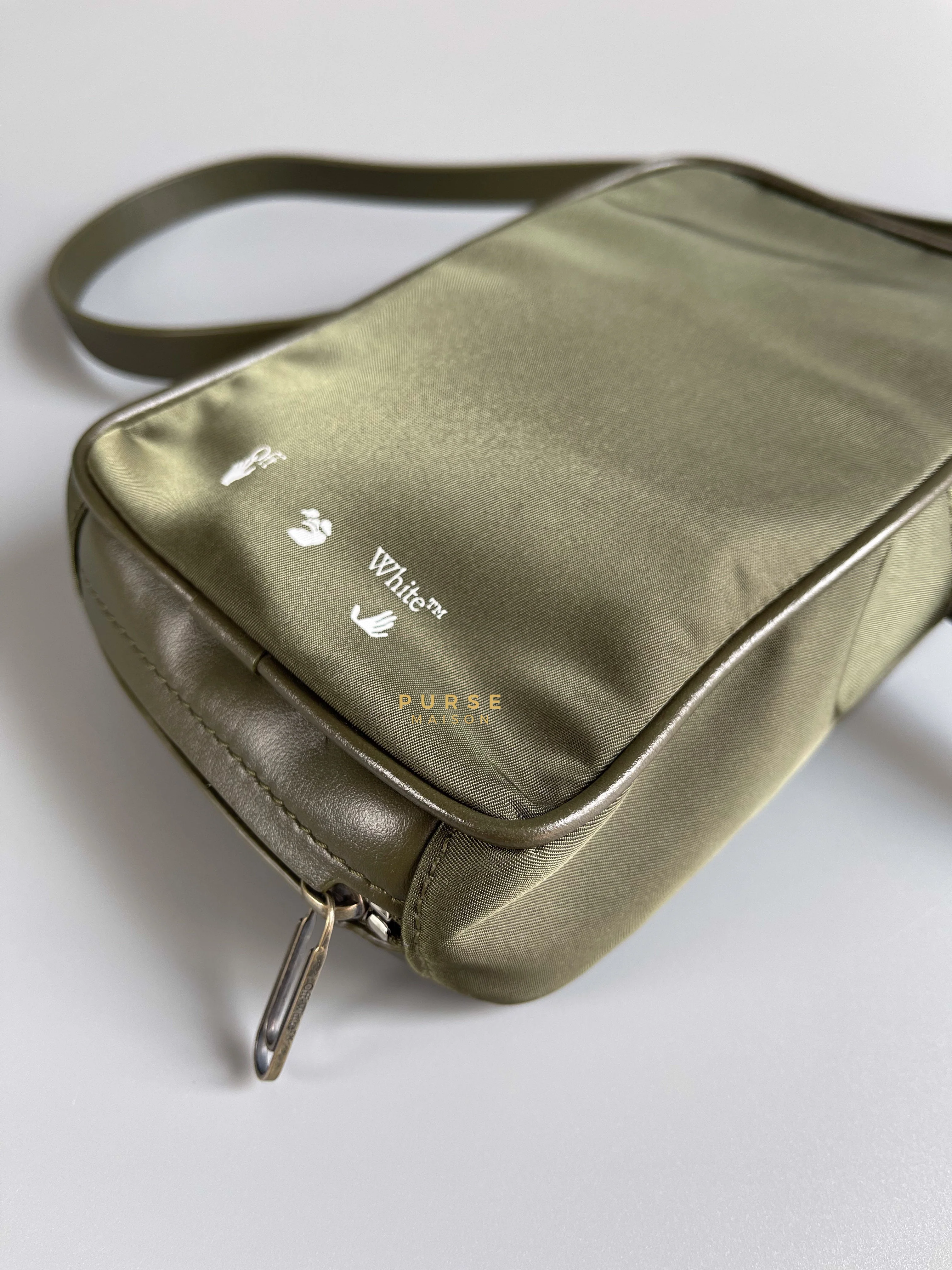 Off-White Off-White Zip Around Logo Bag (Army Green) - Image 8