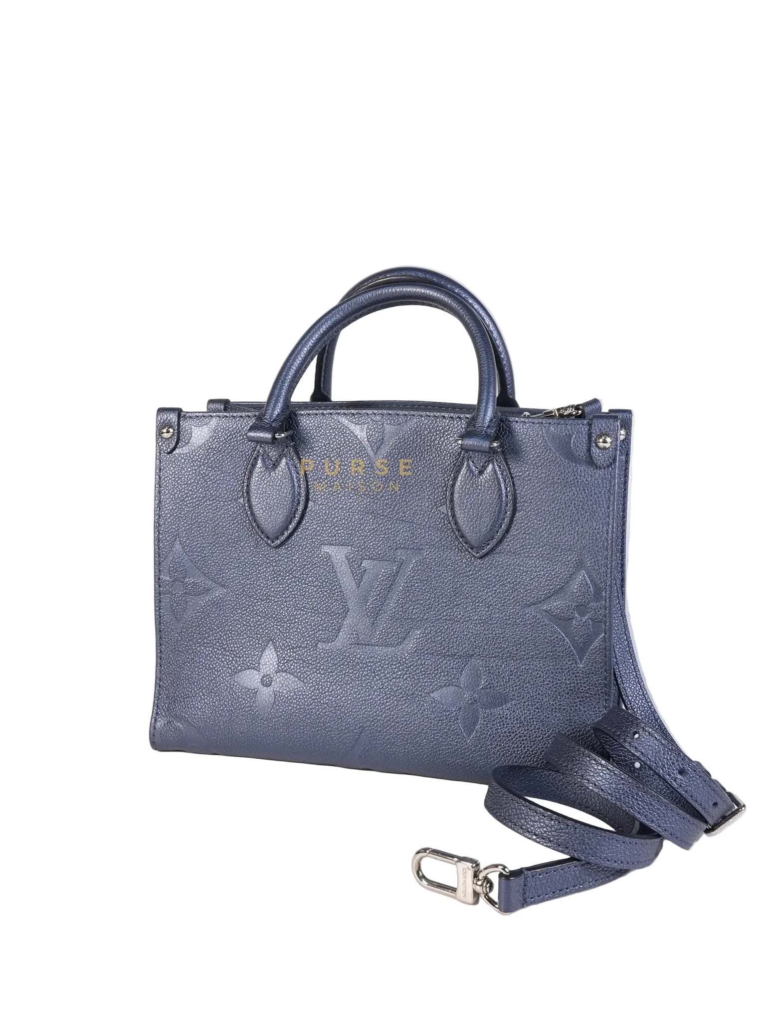 Louis Vuitton OnTheGo (OTG) PM Navy Nacre Metallic Empreinte Giant Monogram (Microchip) - Image 3