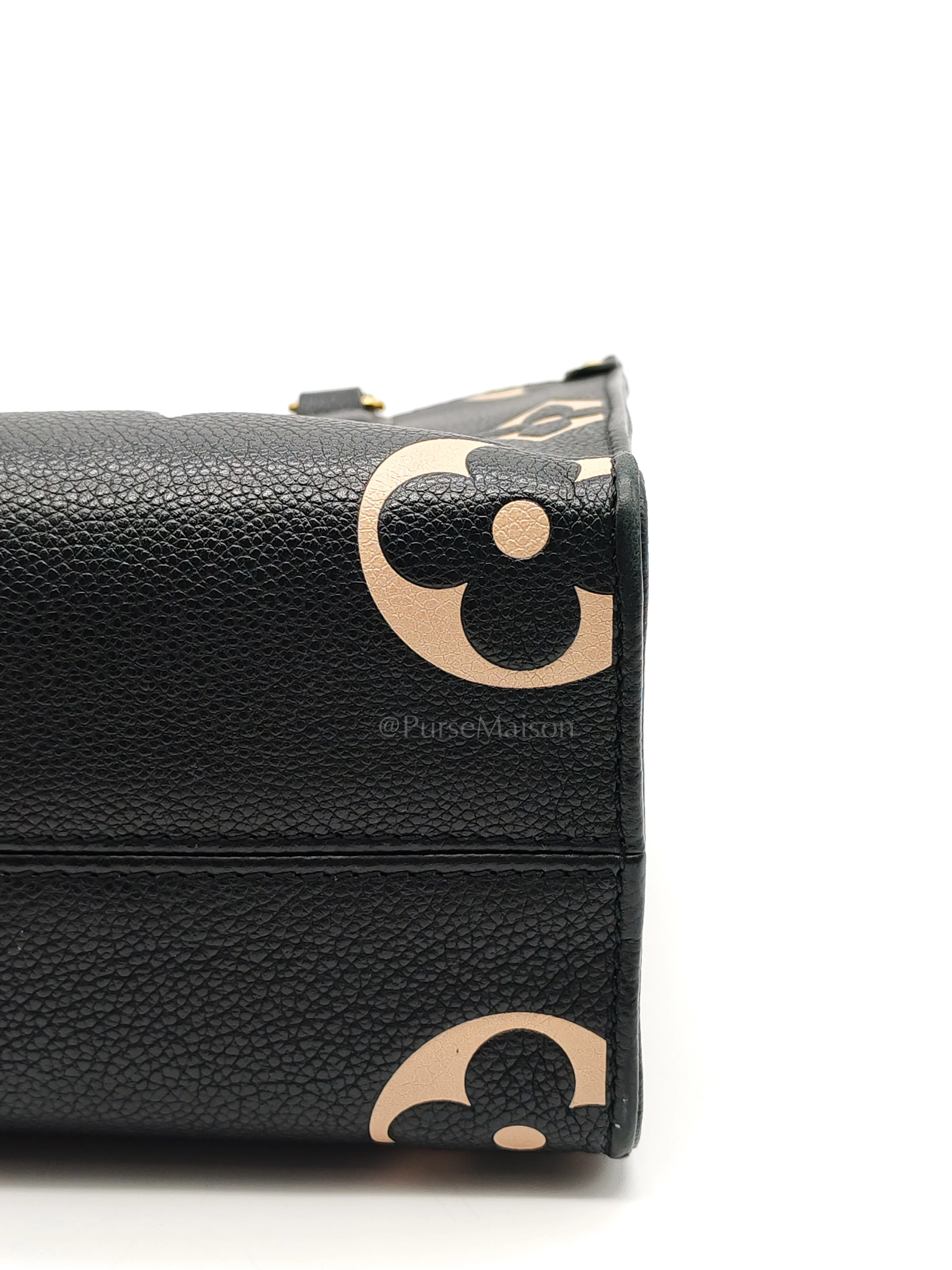 Louis Vuitton OnTheGo (OTG) PM in Bicolor Black/Creme Monogram Giant Empreinte & Gold Hardware Microchip - Image 11