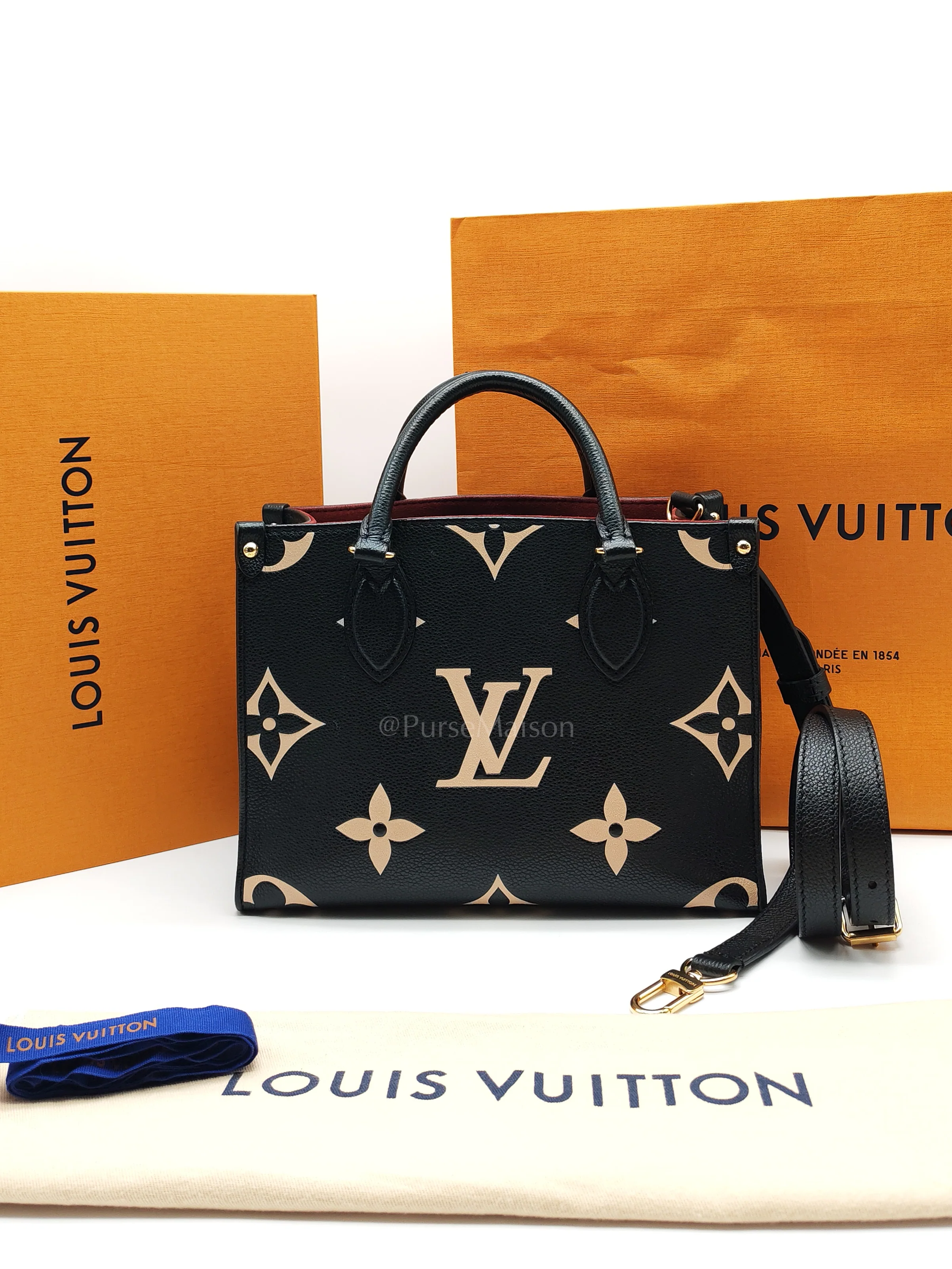 Louis Vuitton OnTheGo (OTG) PM in Bicolor Black/Creme Monogram Giant Empreinte & Gold Hardware Microchip - Image 35