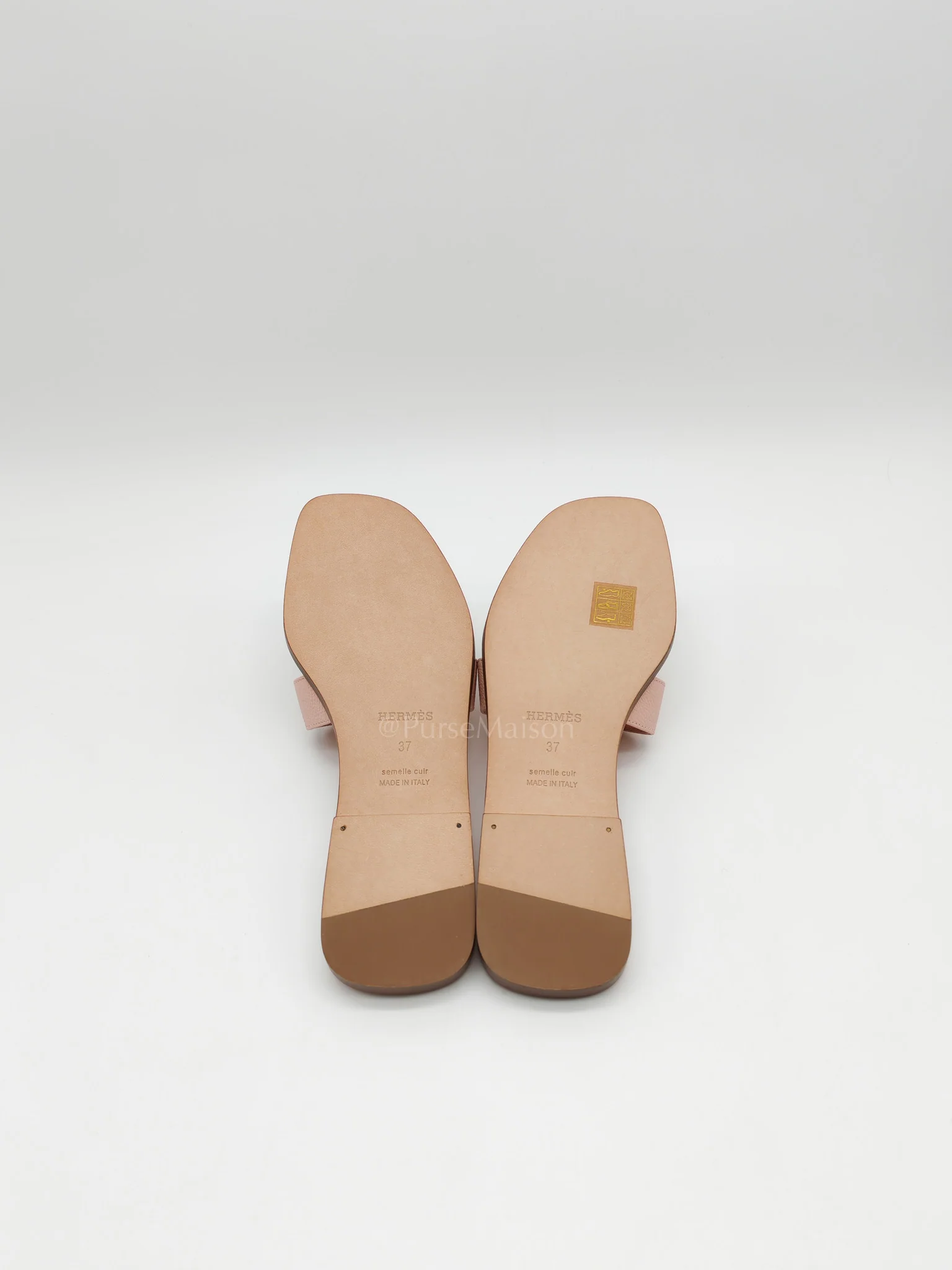 Hermes Oran Sandals in Rose Pale Epsom Leather Size 37 EU (23.5 cm) - Image 6