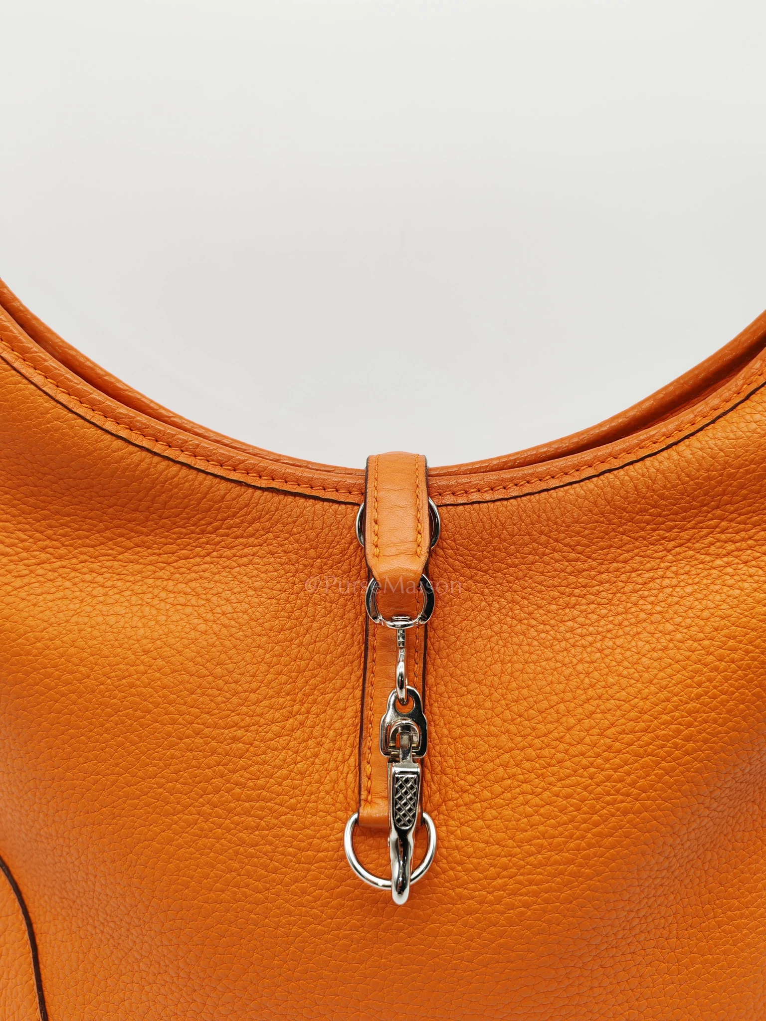 Hermes Orange Clemence Trim Shoulder Bag - Image 19