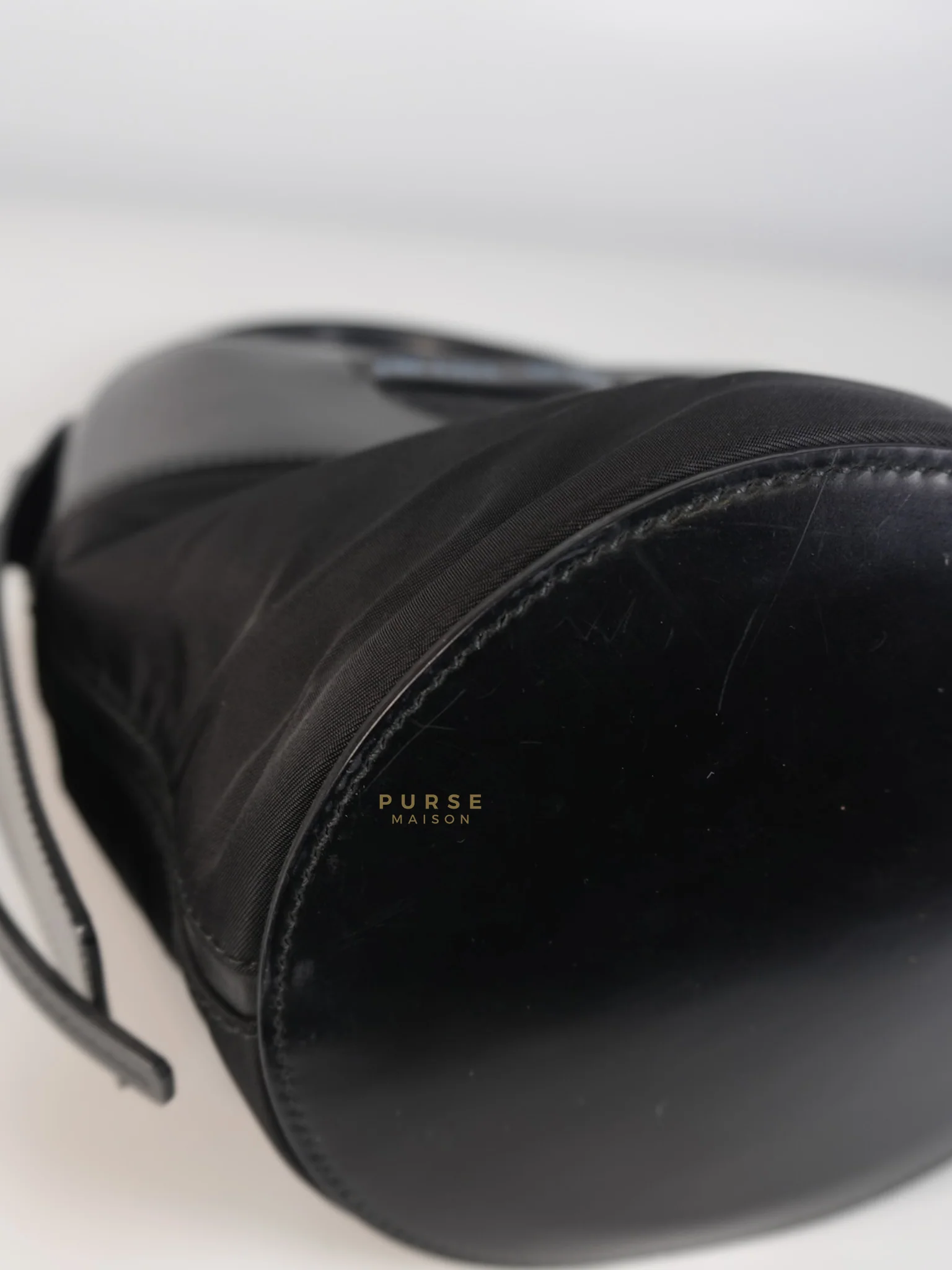 Prada Ouverture Bucket Bag Small in Black Tessuto and Leather - Image 12