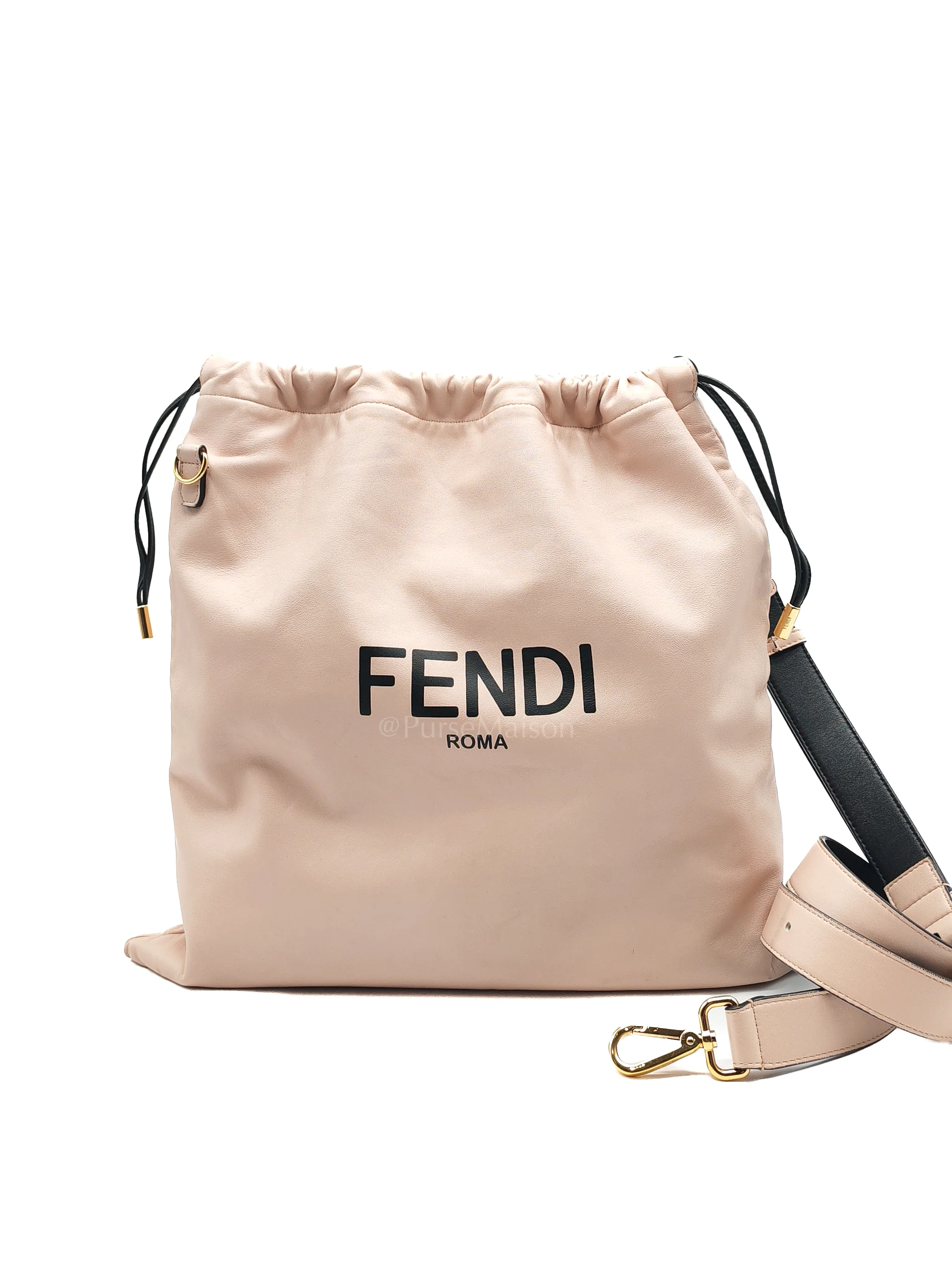 Fendi Pack Pouch Crossbody Bag in Blush Pink Leather & Gold Hardware