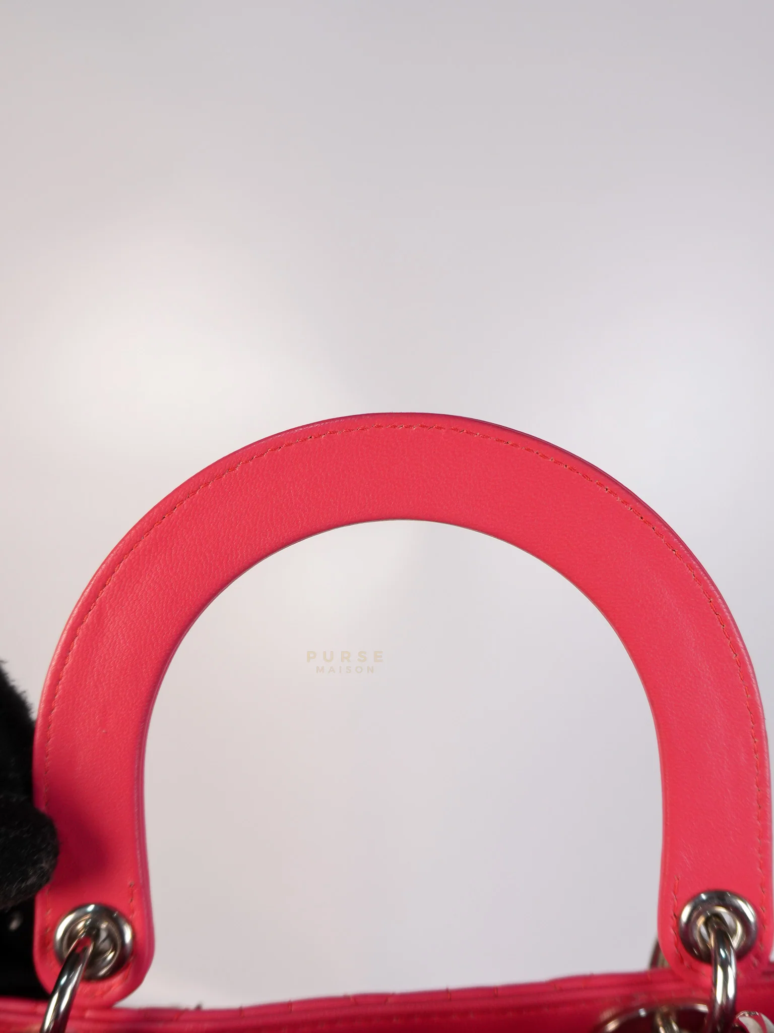 Christian Dior Lady Dior Large Coral Pink Cannage Lambskin Leather in Silver Hardware - Image 32