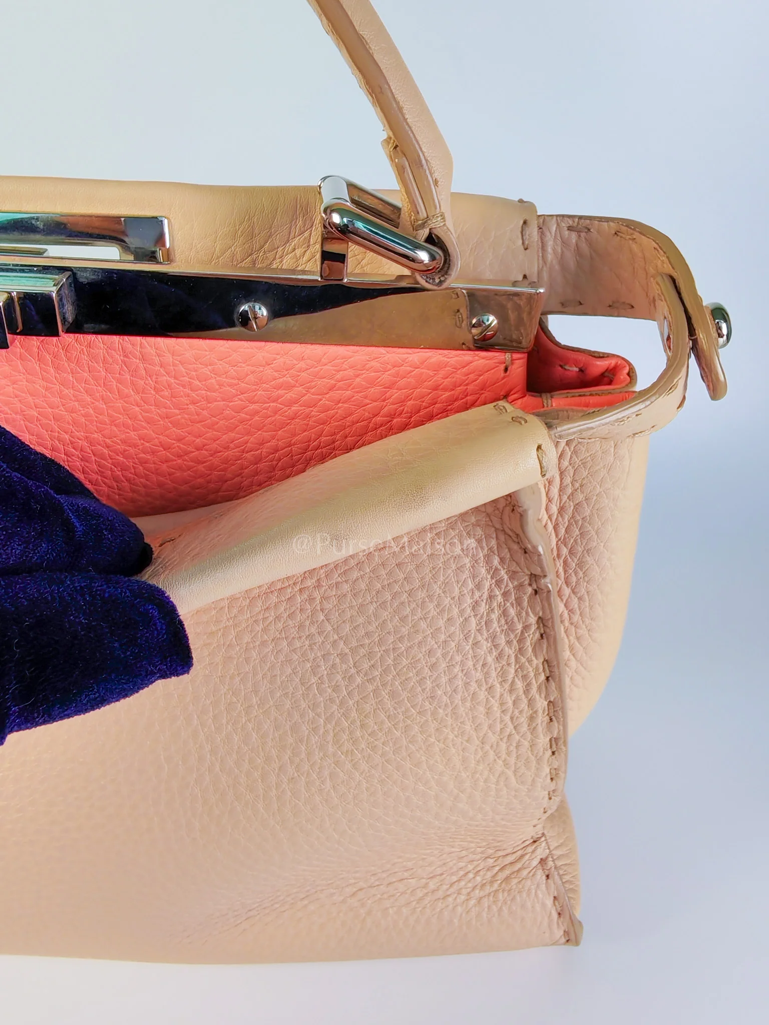 Fendi Peekaboo Medium in Cotton Candy Pink Selleria Leather Silver Harwdare - Image 25