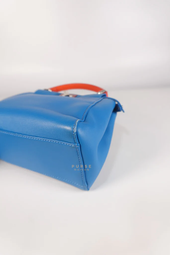 Fendi Mini Peekaboo Bicolor Light Blue and Orange Strap Bag - Image 11