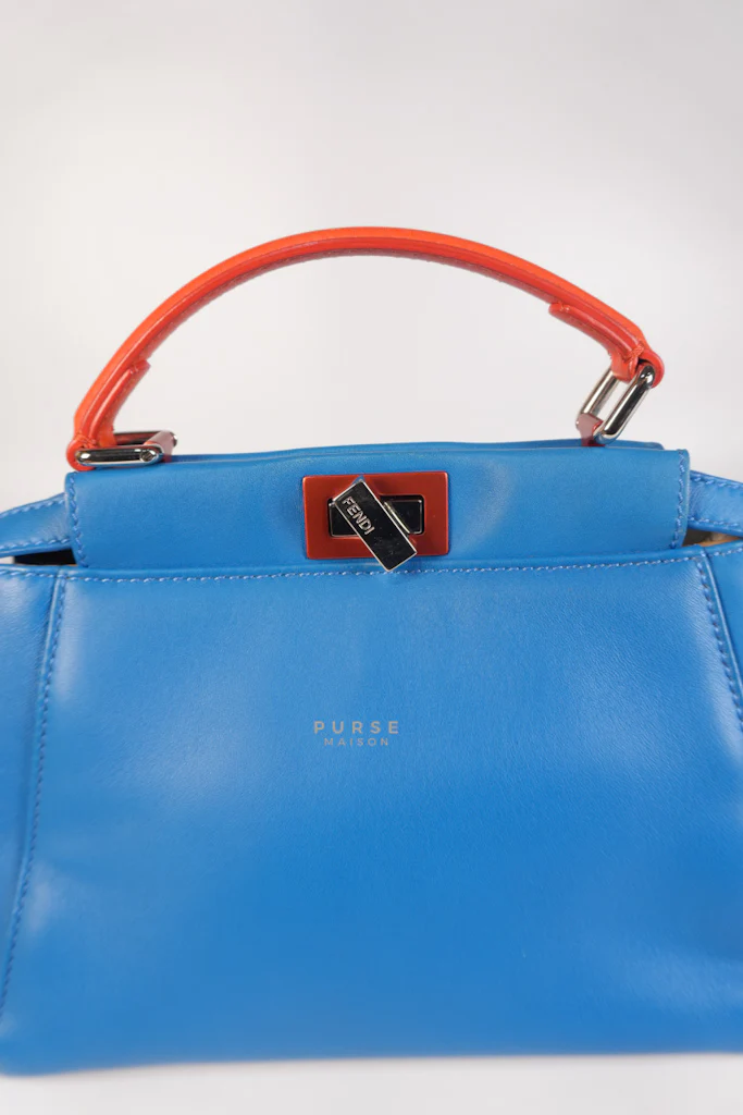 Fendi Mini Peekaboo Bicolor Light Blue and Orange Strap Bag - Image 16