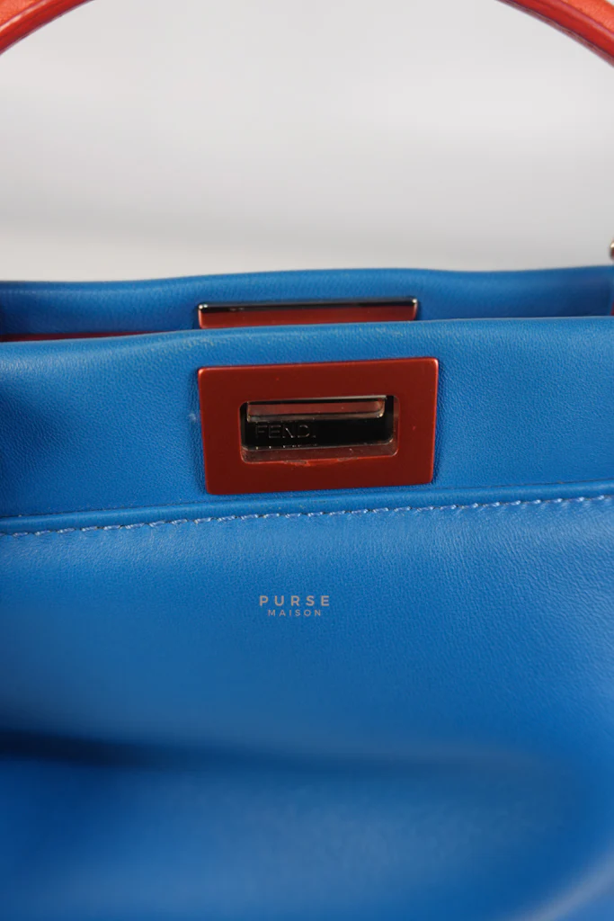 Fendi Mini Peekaboo Bicolor Light Blue and Orange Strap Bag - Image 22