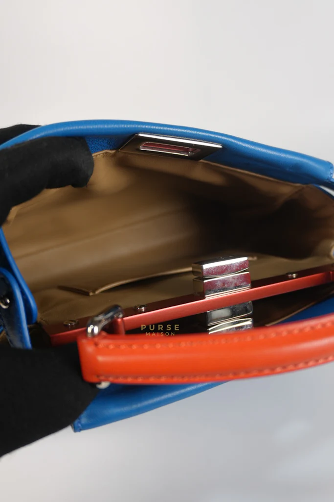 Fendi Mini Peekaboo Bicolor Light Blue and Orange Strap Bag - Image 23