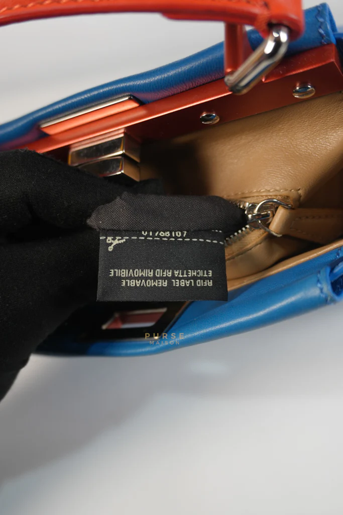 Fendi Mini Peekaboo Bicolor Light Blue and Orange Strap Bag - Image 24