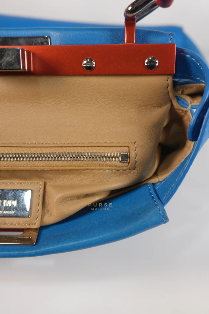 Fendi Mini Peekaboo Bicolor Light Blue and Orange Strap Bag - Image 25