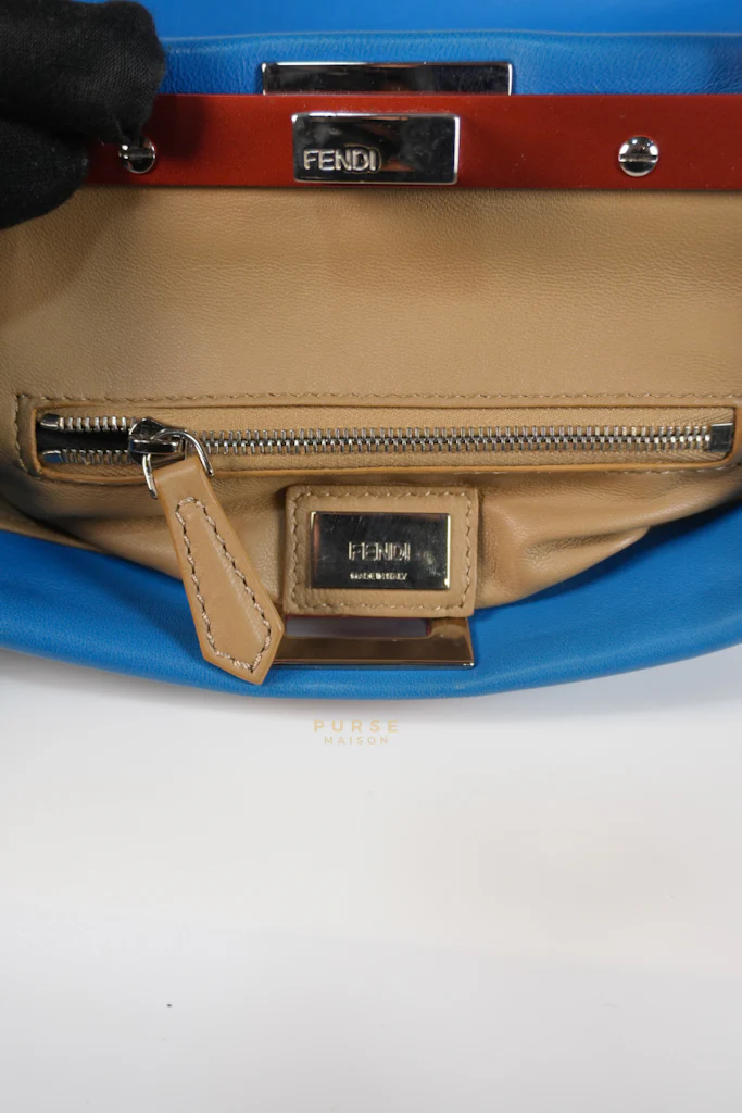 Fendi Mini Peekaboo Bicolor Light Blue and Orange Strap Bag - Image 26