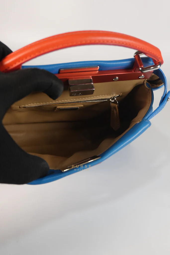 Fendi Mini Peekaboo Bicolor Light Blue and Orange Strap Bag - Image 27