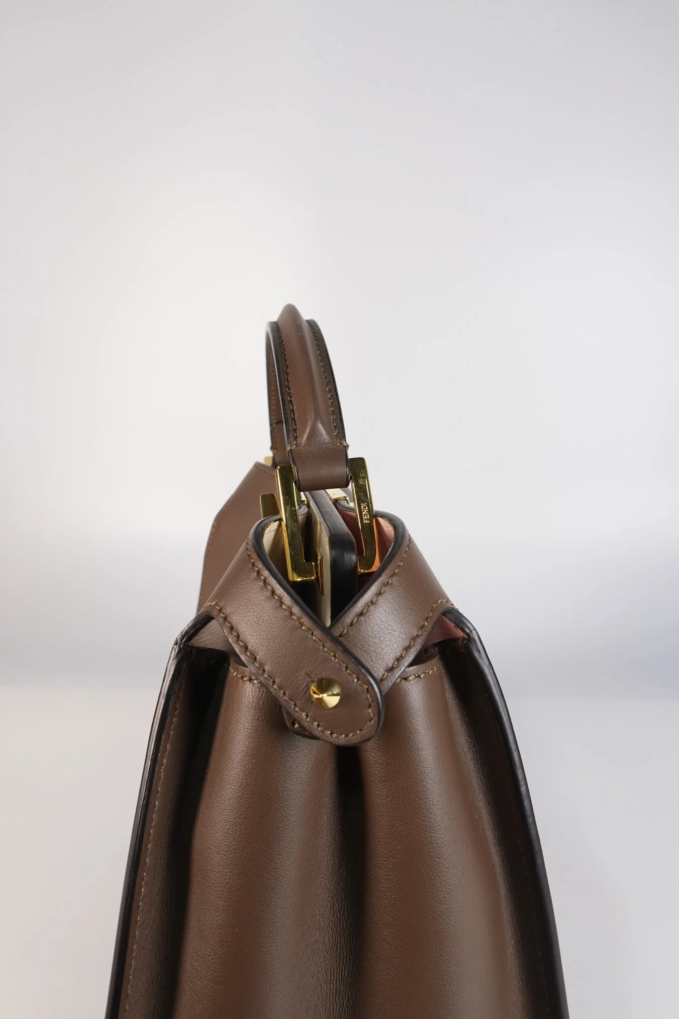 Fendi Peekaboo IseeU Tricolor Small in Brown Calfskin Leather - Image 15