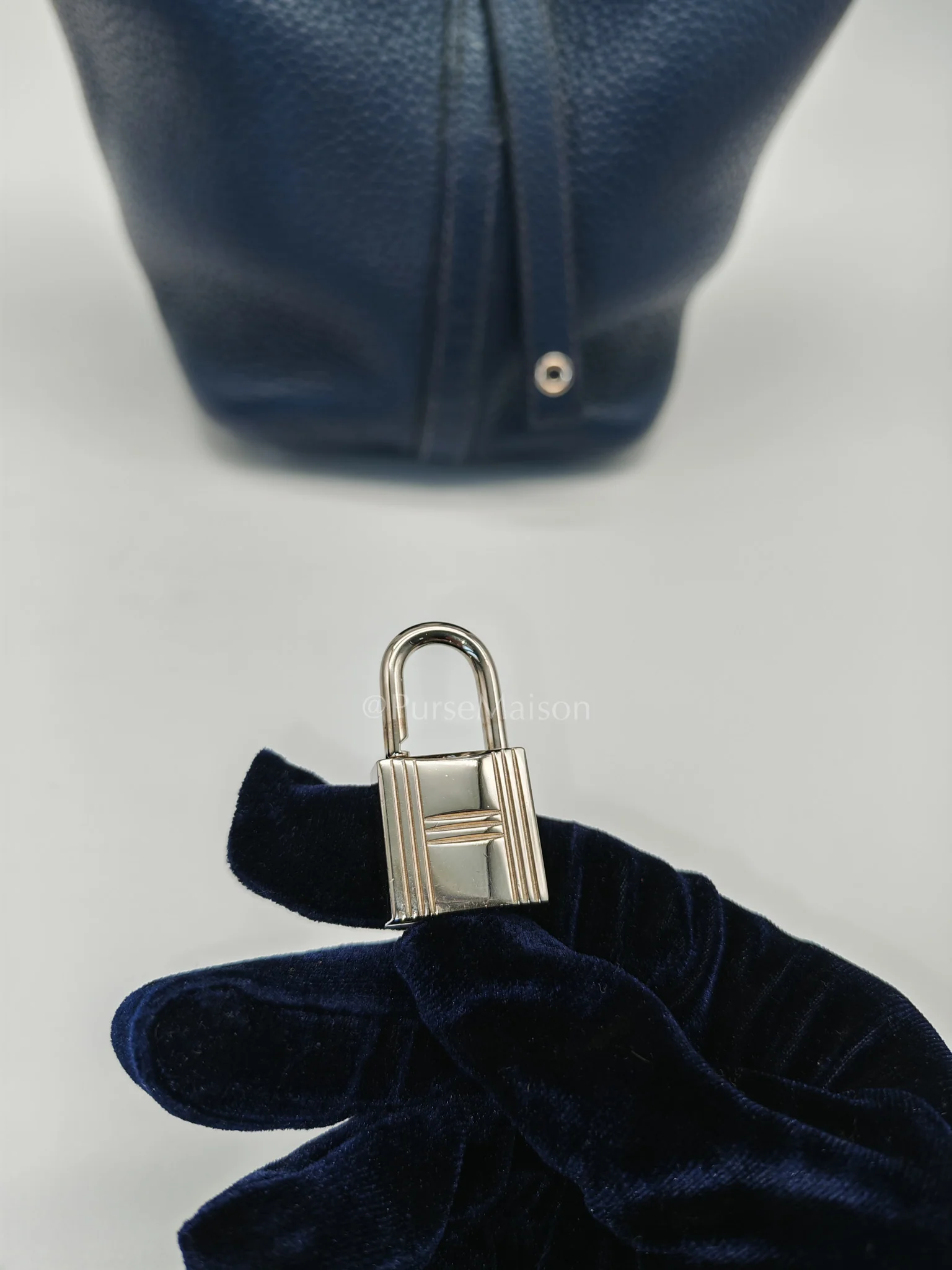 Hermes Picotin 18 in Blue Clemence Leather and Palladium Hardware Stamp M Square (2009) - Image 18