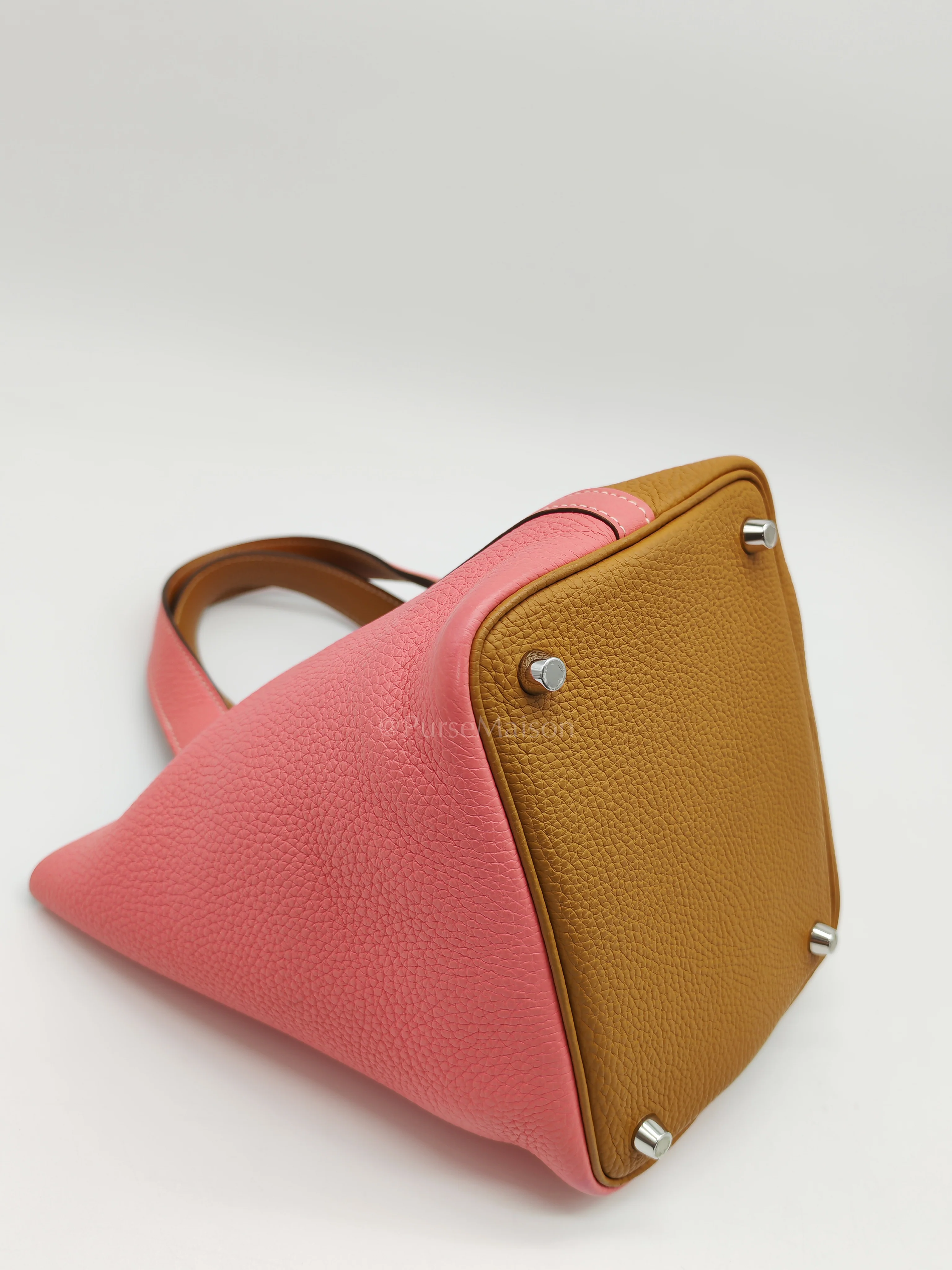 Hermes Picotin 18 Casaque in Gold and Rose Azalee Clemence Leather and Palladium Hardware Stamp Y (2020) - Image 10