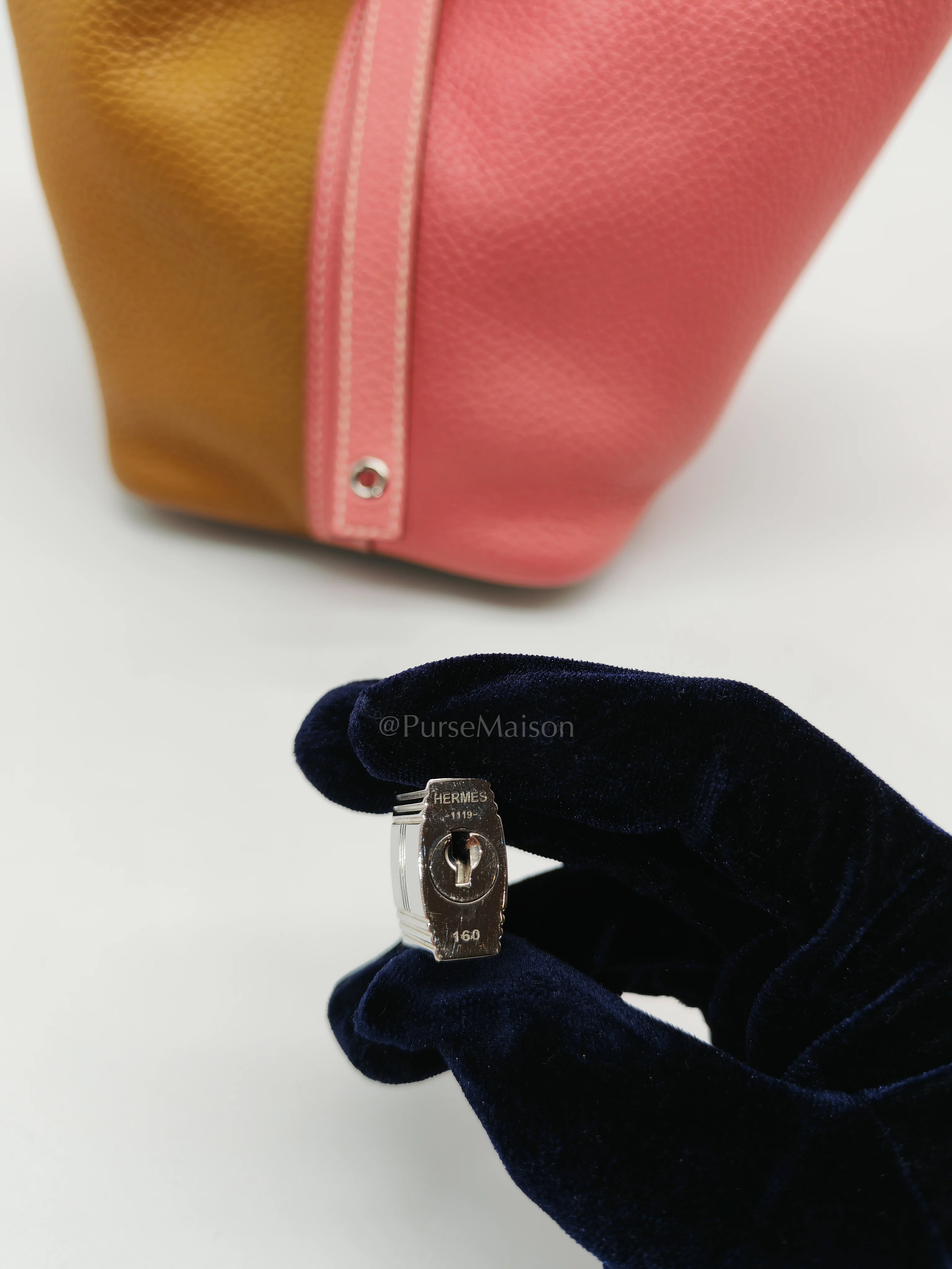 Hermes Picotin 18 Casaque in Gold and Rose Azalee Clemence Leather and Palladium Hardware Stamp Y (2020) - Image 16