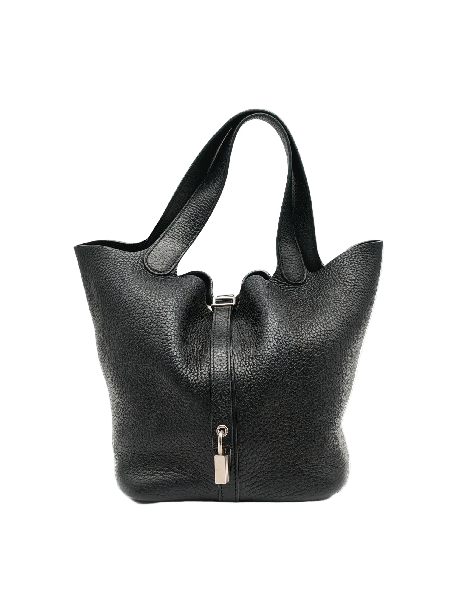 Hermes Picotin 22 in Noir Black Clemence Leather & Palladium Hardware Stamp T (2015)