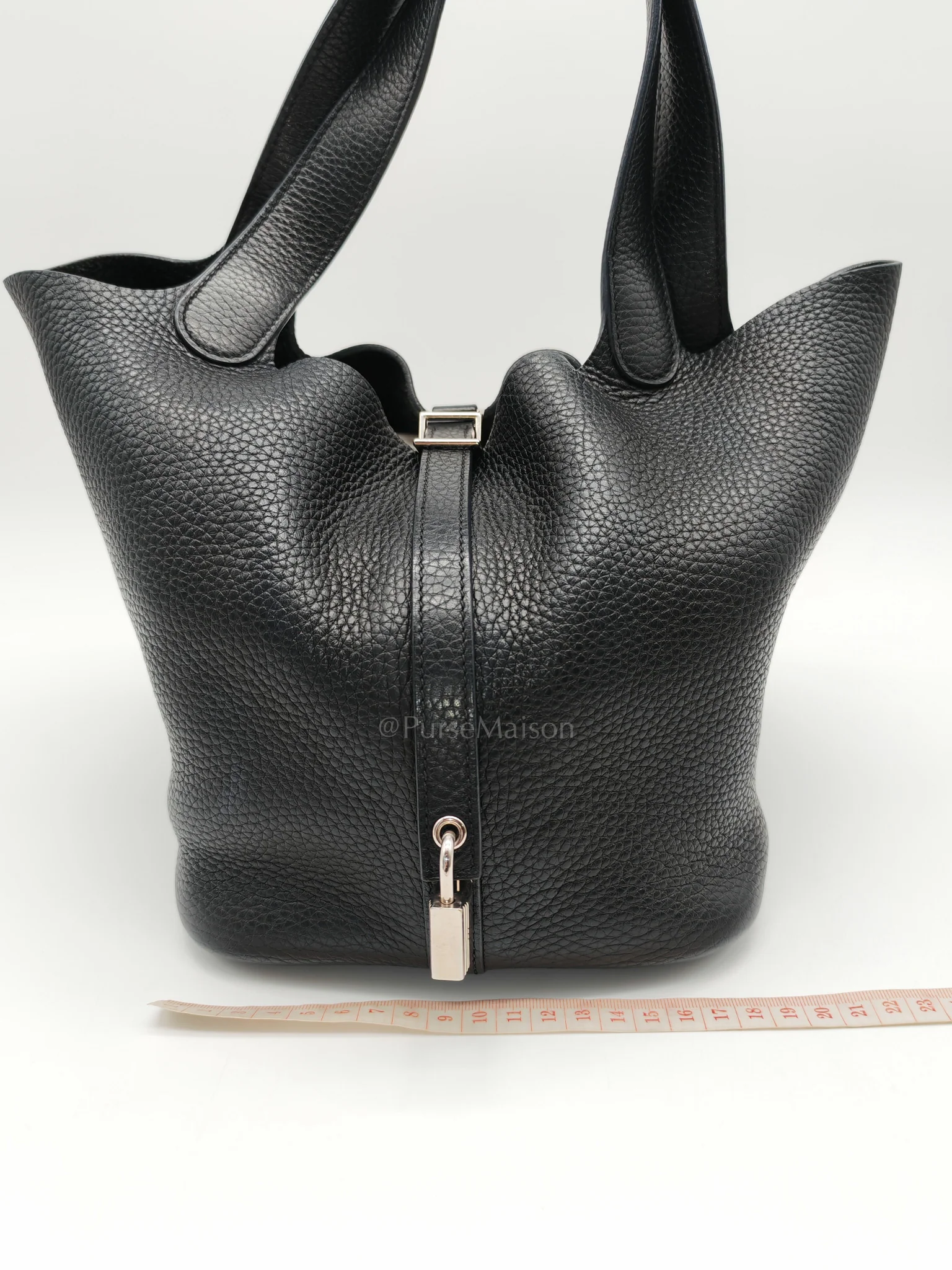 Hermes Picotin 22 in Noir Black Clemence Leather & Palladium Hardware Stamp T (2015) - Image 21