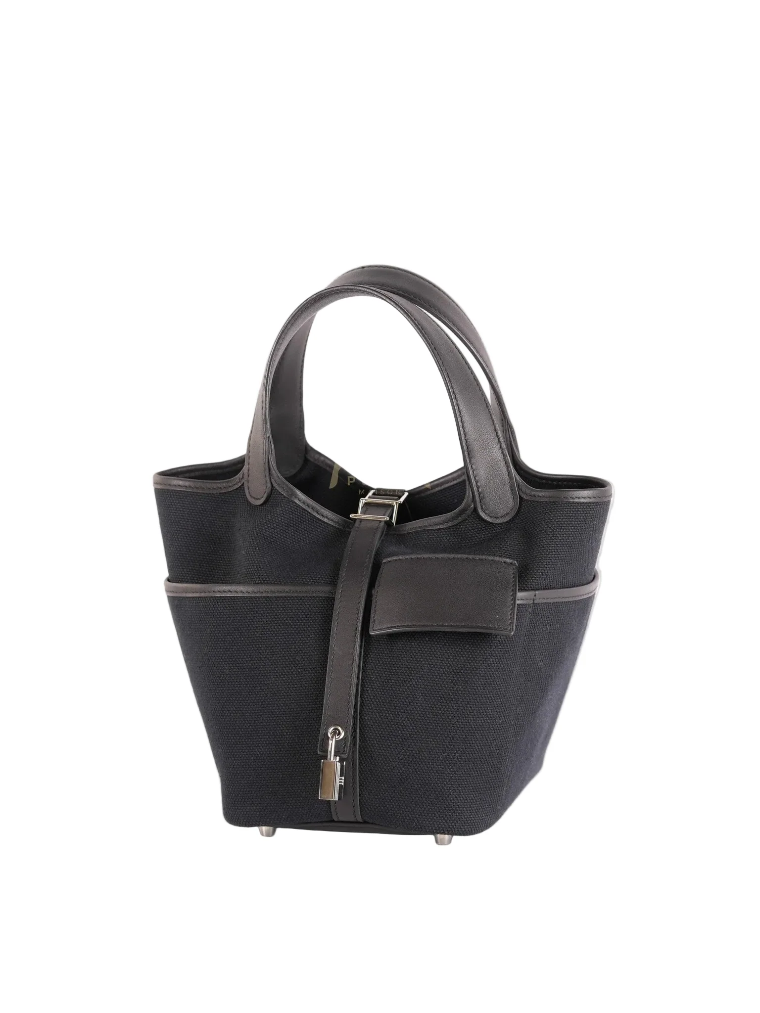 Hermes Picotin Lock 18 in Black Cargo Canvas & Palladium Hardware Stamp B (2023) - Image 3