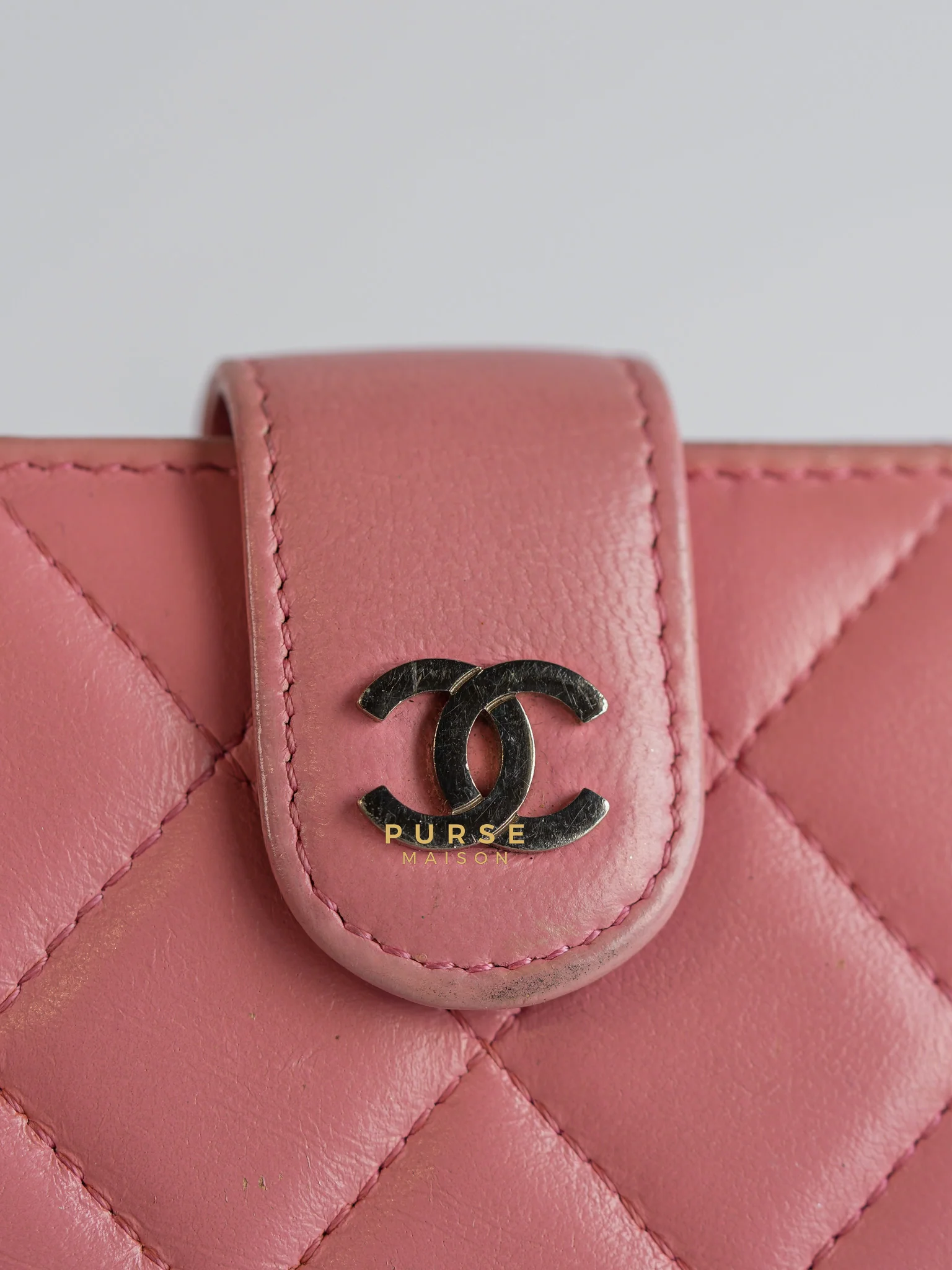 Chanel Bifold Compact Wallet in Pink Lambskin Leather and Silver Hardware Series 16 - Image 29