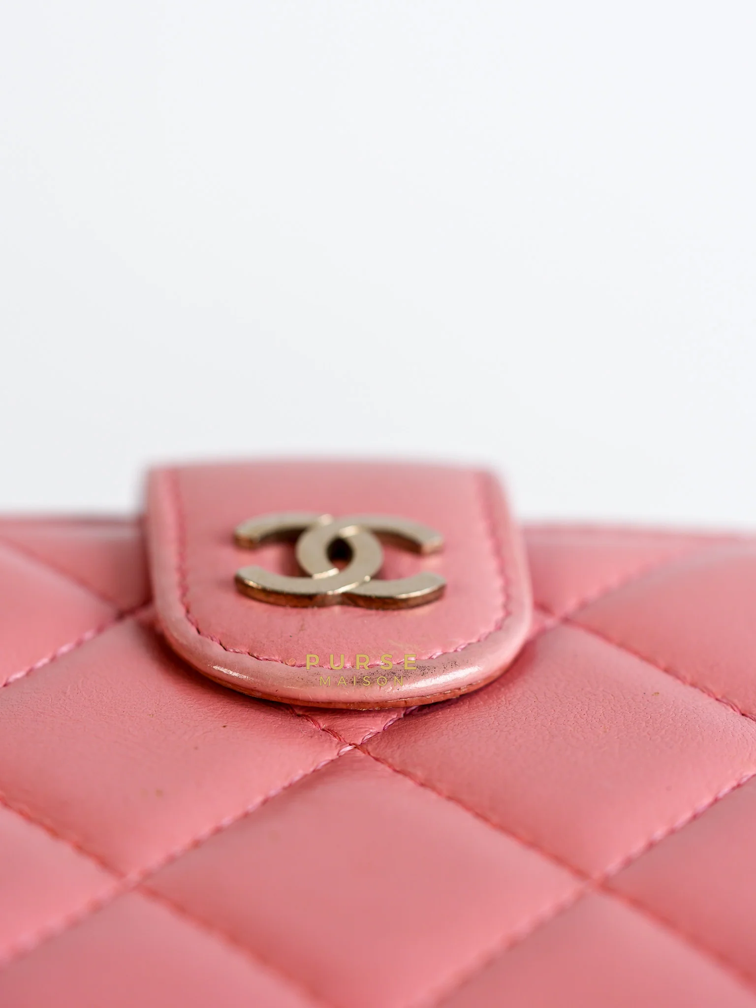 Chanel Bifold Compact Wallet in Pink Lambskin Leather and Silver Hardware Series 16 - Image 30
