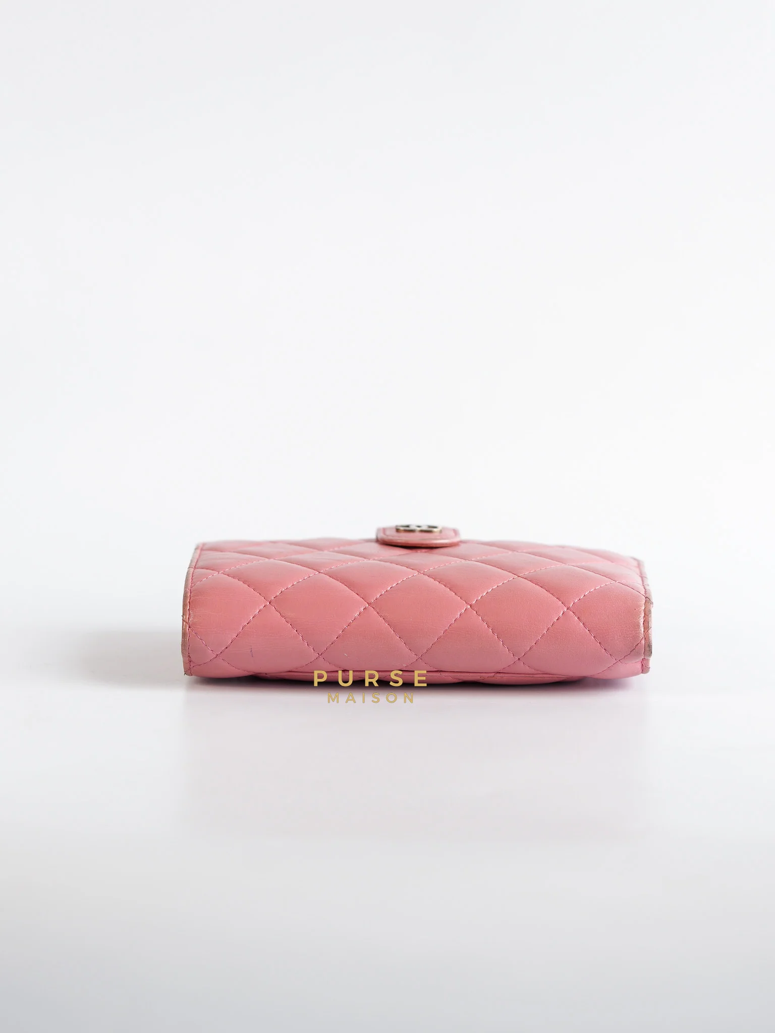 Chanel Bifold Compact Wallet in Pink Lambskin Leather and Silver Hardware Series 16 - Image 6