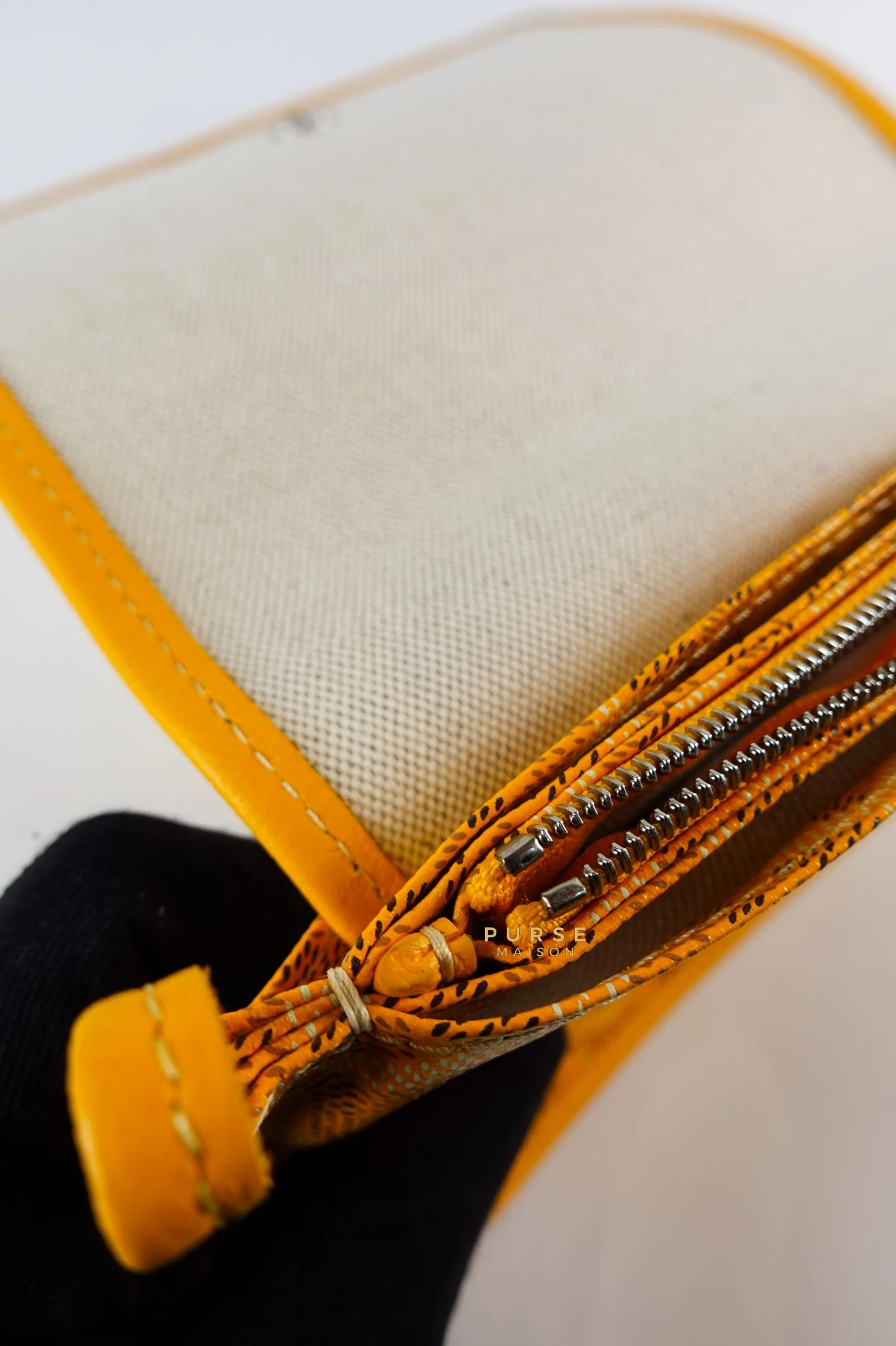 Goyard Plumet Yellow Goyardine Canvas Crossbody Bag - Image 11