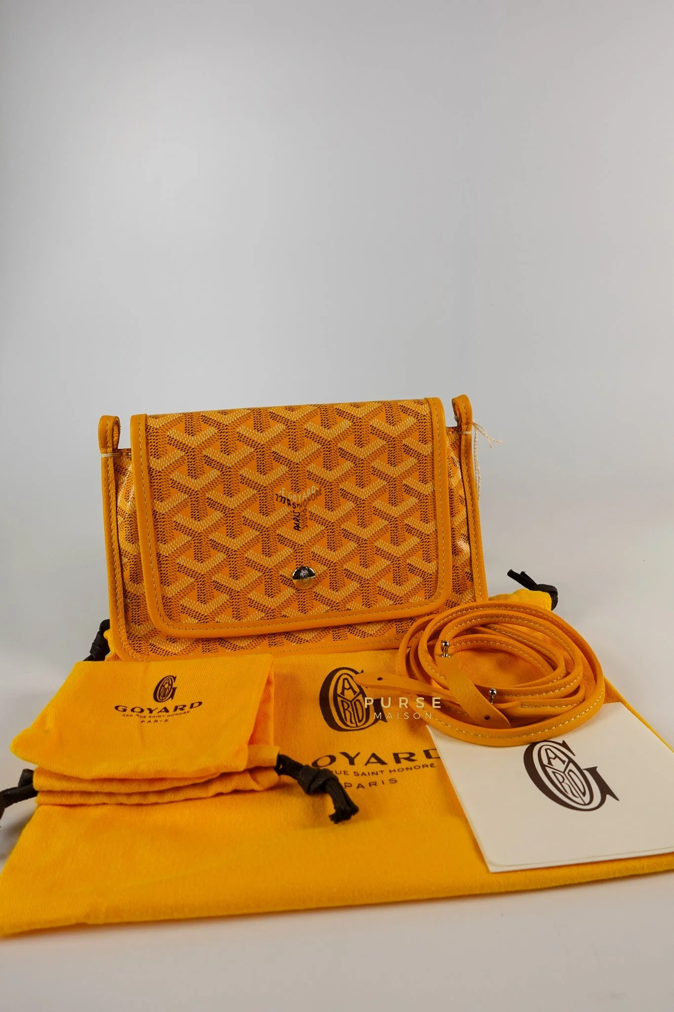 Goyard Plumet Yellow Goyardine Canvas Crossbody Bag - Image 14