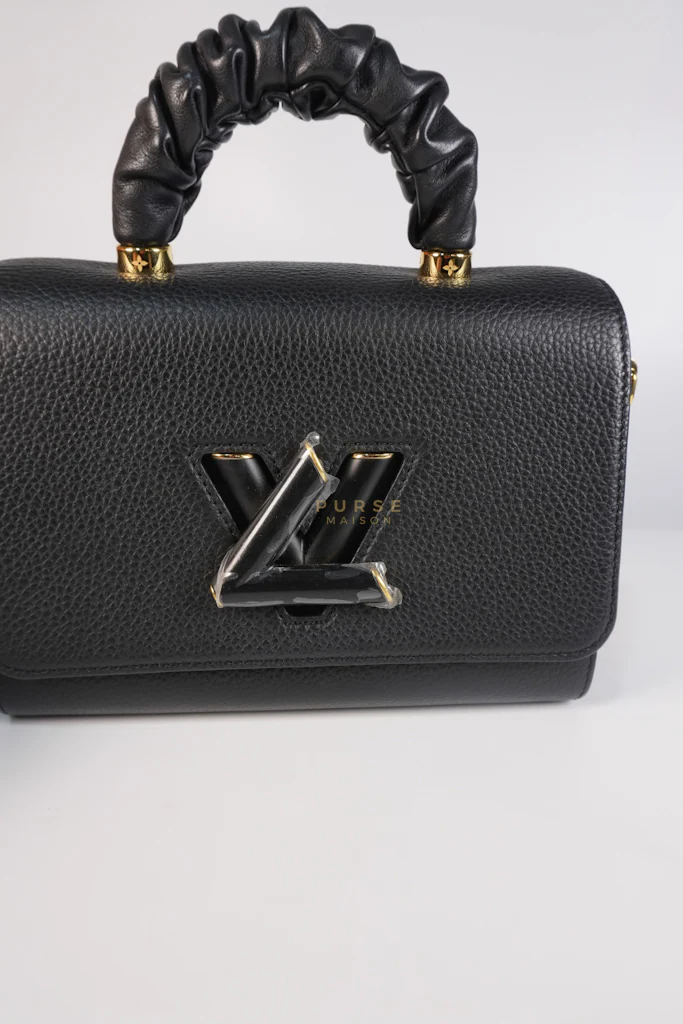 Louis Vuitton Twist Scrunchie MM in Black Grained Calfskin Leather Crossbody Bag - Image 17