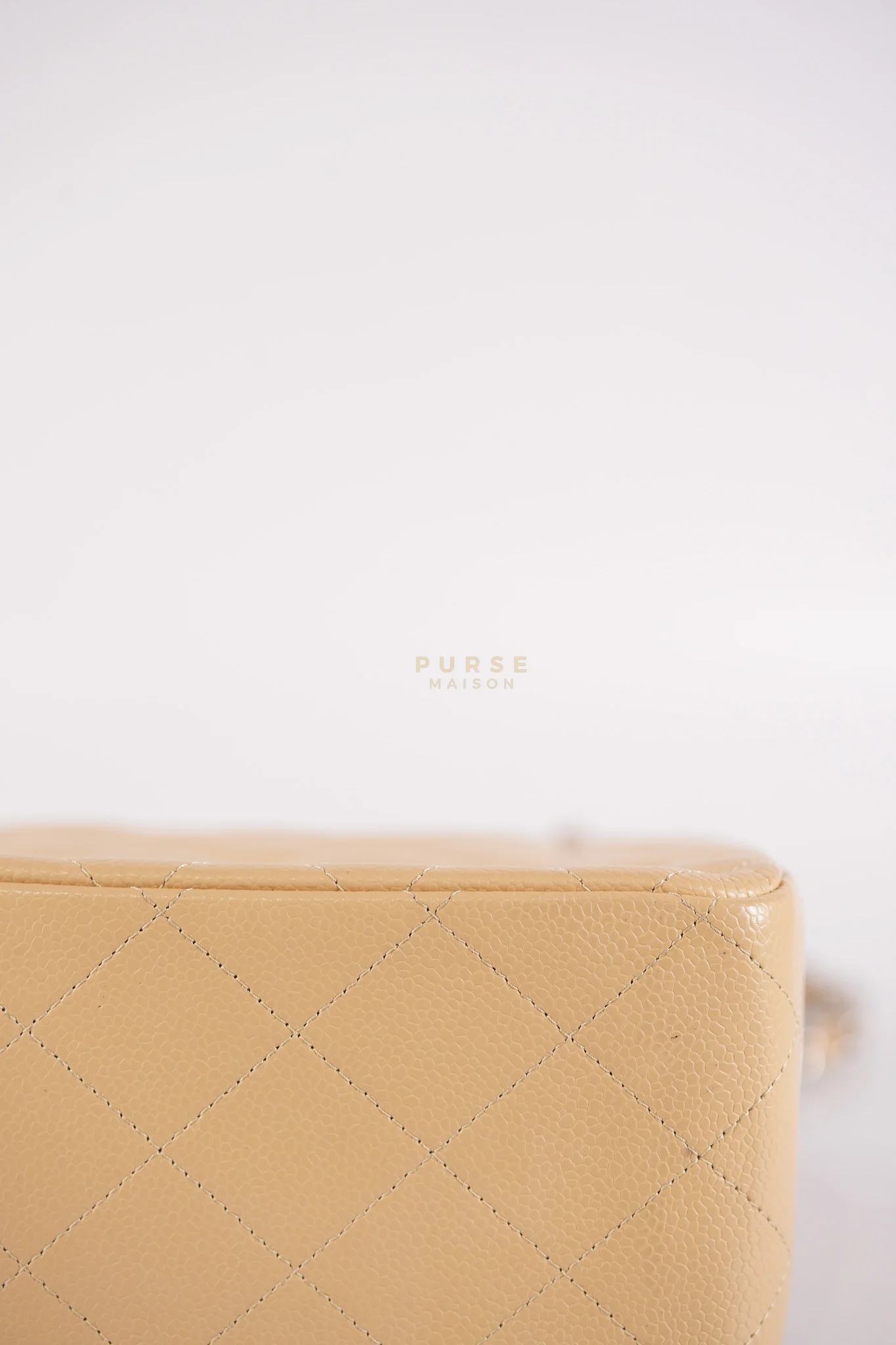 Chanel Classic Double Flap Jumbo Beige Clair Caviar Leather Silver Hardware (Series 17) - Image 15