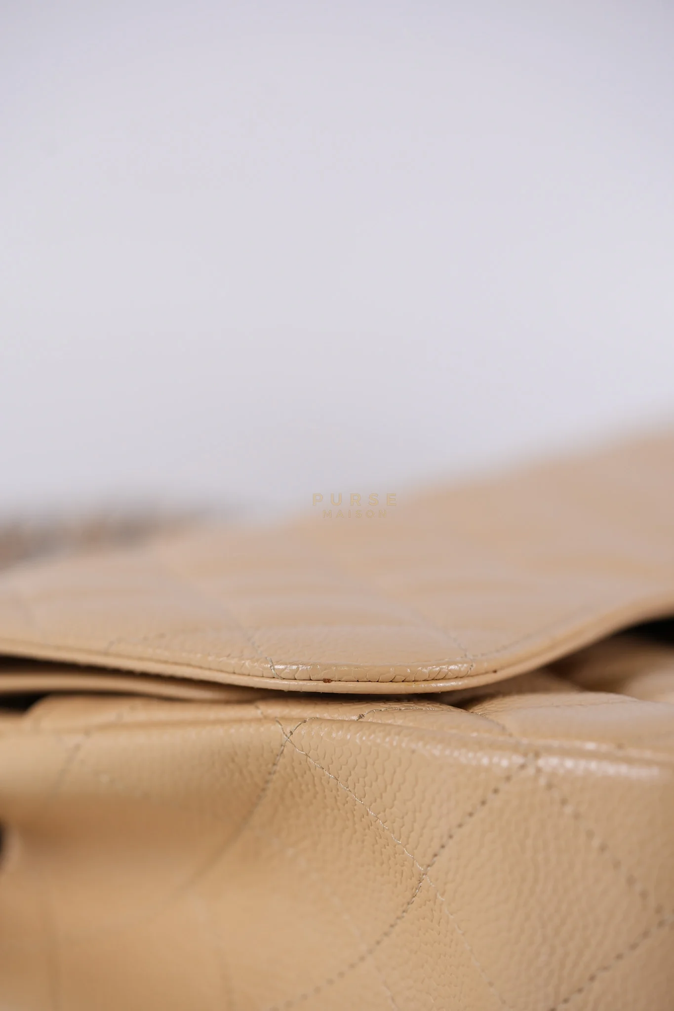 Chanel Classic Double Flap Jumbo Beige Clair Caviar Leather Silver Hardware (Series 17) - Image 17