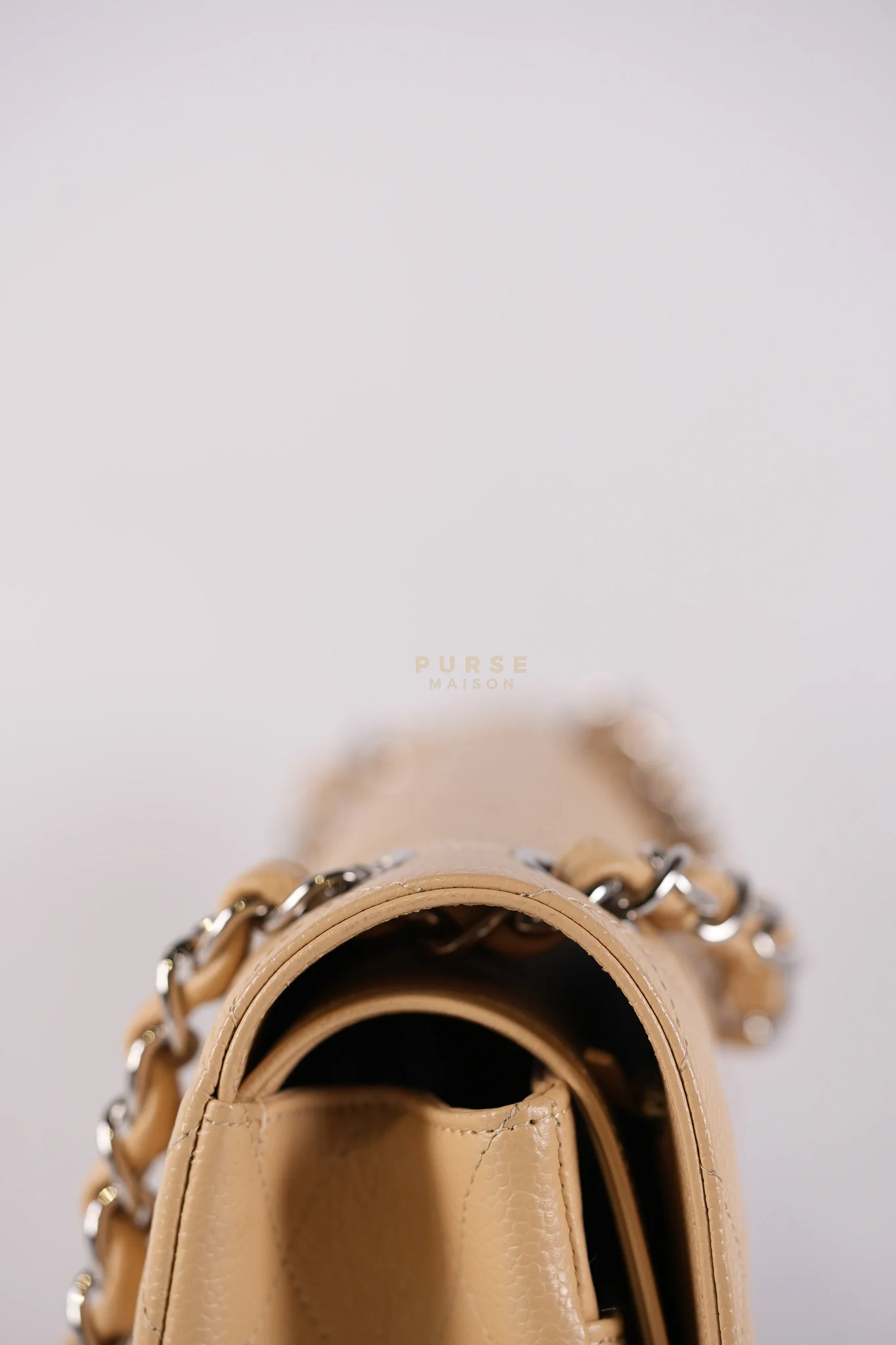 Chanel Classic Double Flap Jumbo Beige Clair Caviar Leather Silver Hardware (Series 17) - Image 23