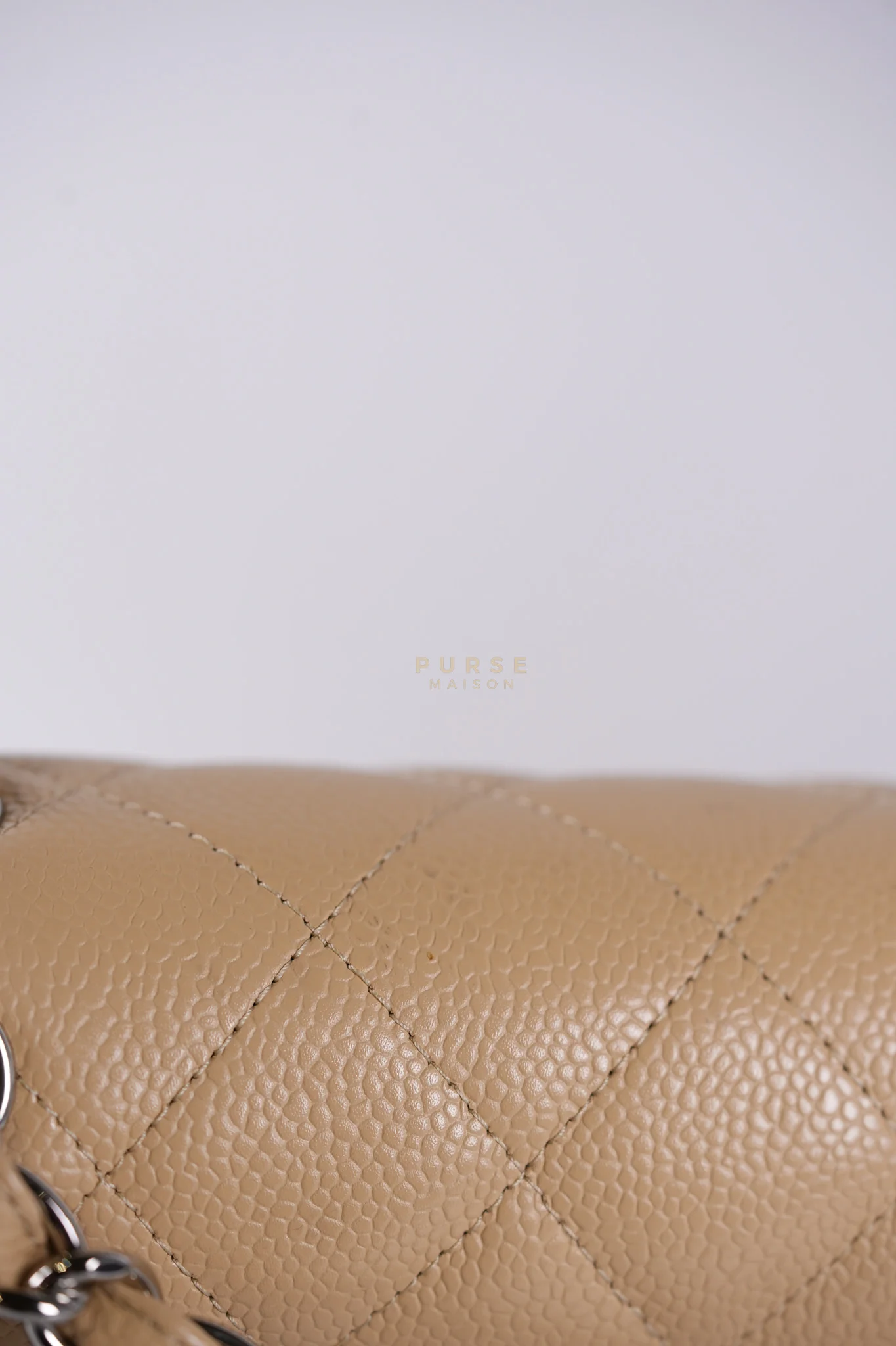 Chanel Classic Double Flap Jumbo Beige Clair Caviar Leather Silver Hardware (Series 17) - Image 25