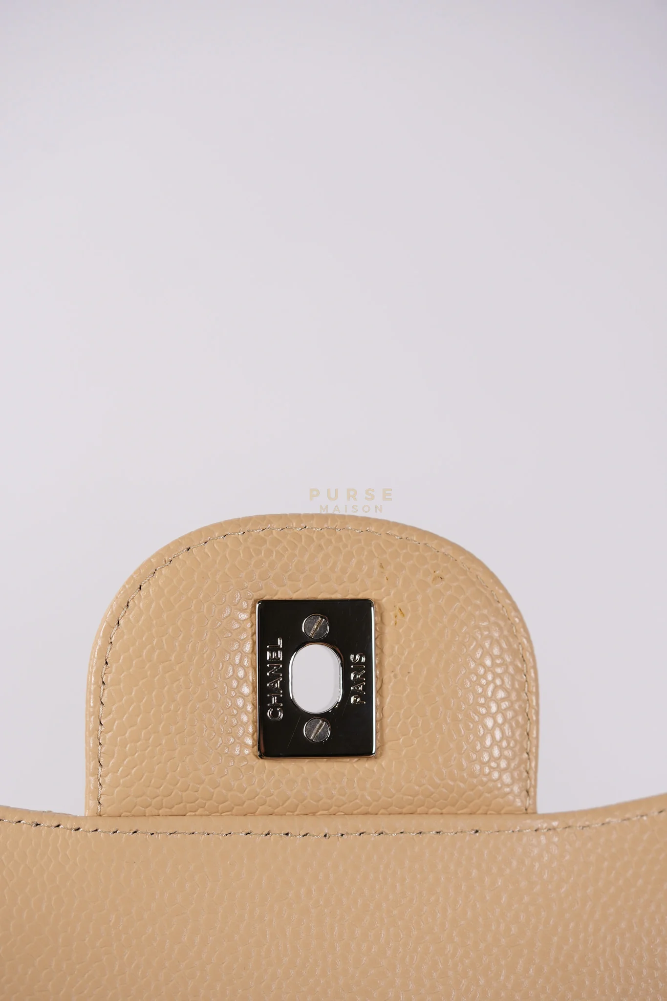 Chanel Classic Double Flap Jumbo Beige Clair Caviar Leather Silver Hardware (Series 17) - Image 26