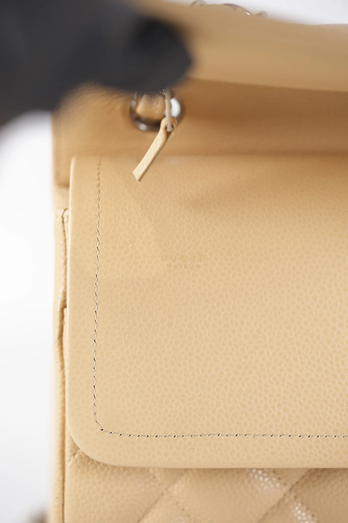 Chanel Classic Double Flap Jumbo Beige Clair Caviar Leather Silver Hardware (Series 17) - Image 27