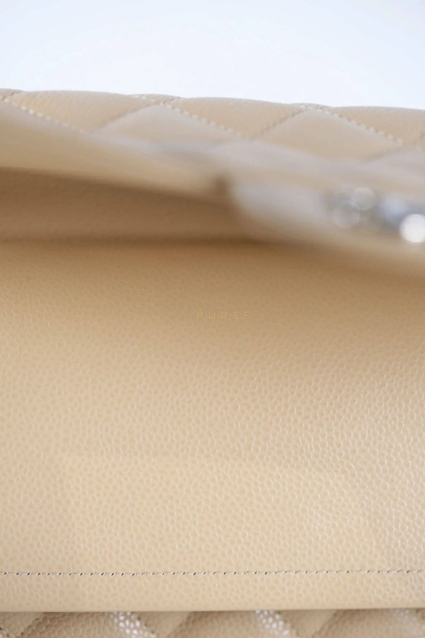 Chanel Classic Double Flap Jumbo Beige Clair Caviar Leather Silver Hardware (Series 17) - Image 28
