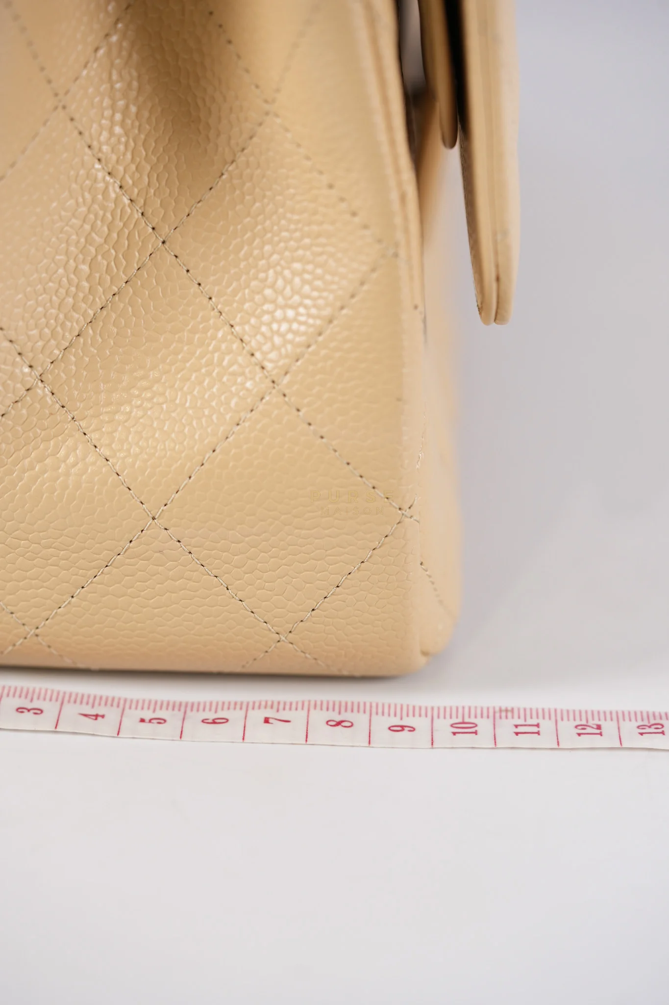 Chanel Classic Double Flap Jumbo Beige Clair Caviar Leather Silver Hardware (Series 17) - Image 40