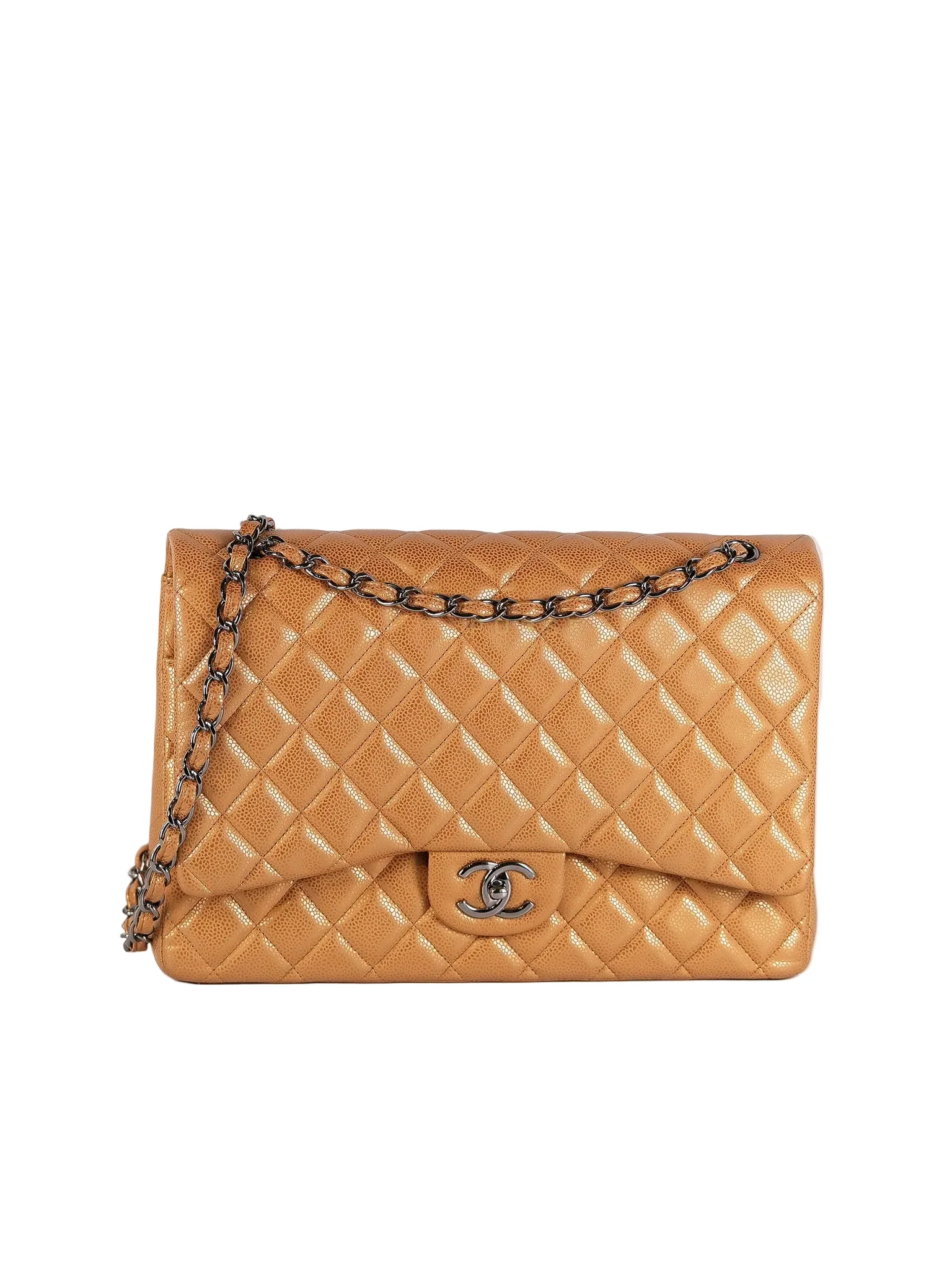Chanel Classic Double Flap Maxi Metallic in Caviar Leather and Silver Hardware Series 14 - Image 2