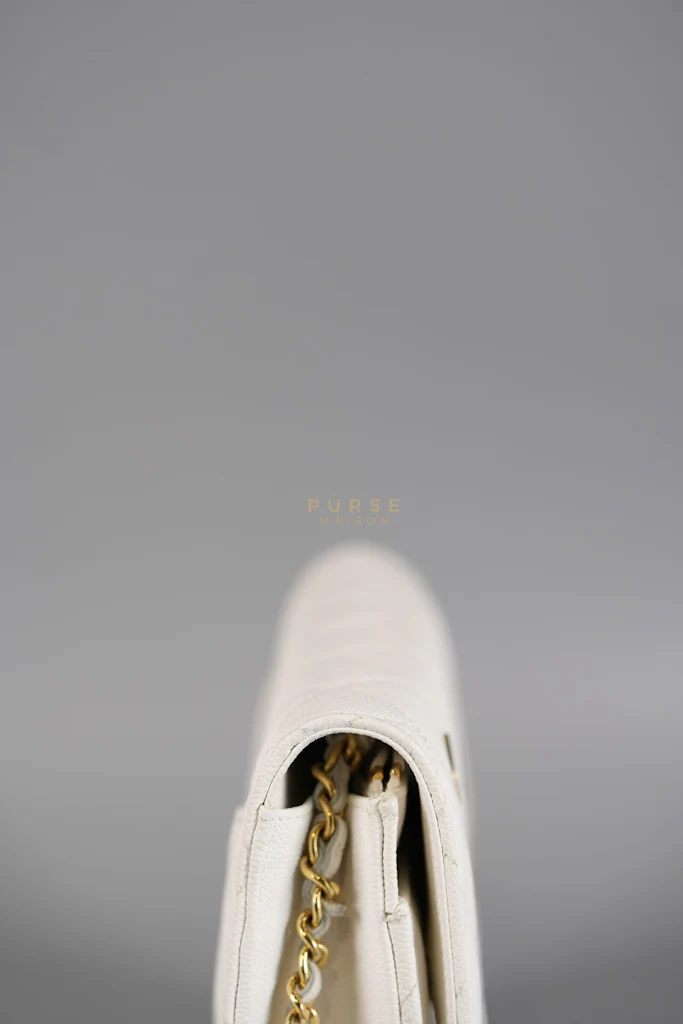 Chanel Coco Casino Wallet On Chain (WOC) in White Caviar Leather and Gold Hardware (Microchip) - Image 15