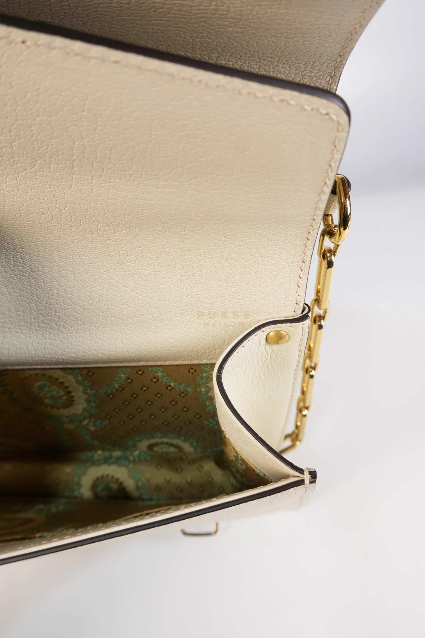 Gucci Ottilia Bee Printed Bamboo Top Handle Bag Small in Cream Leather and Snakeskin - Image 36