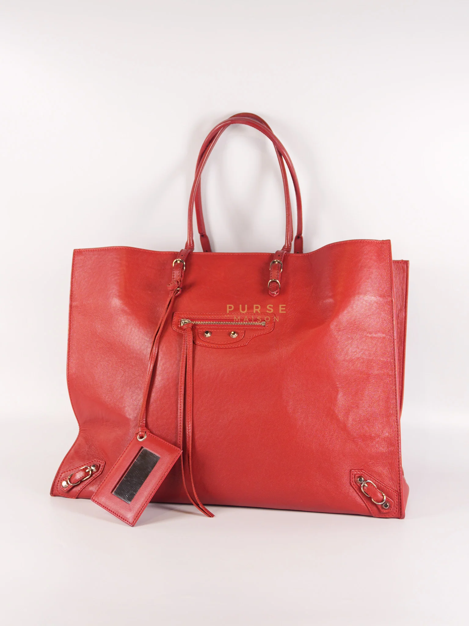 Balenciaga Papier A4 40 in Red Calfskin Leather Tote Bag - Image 3