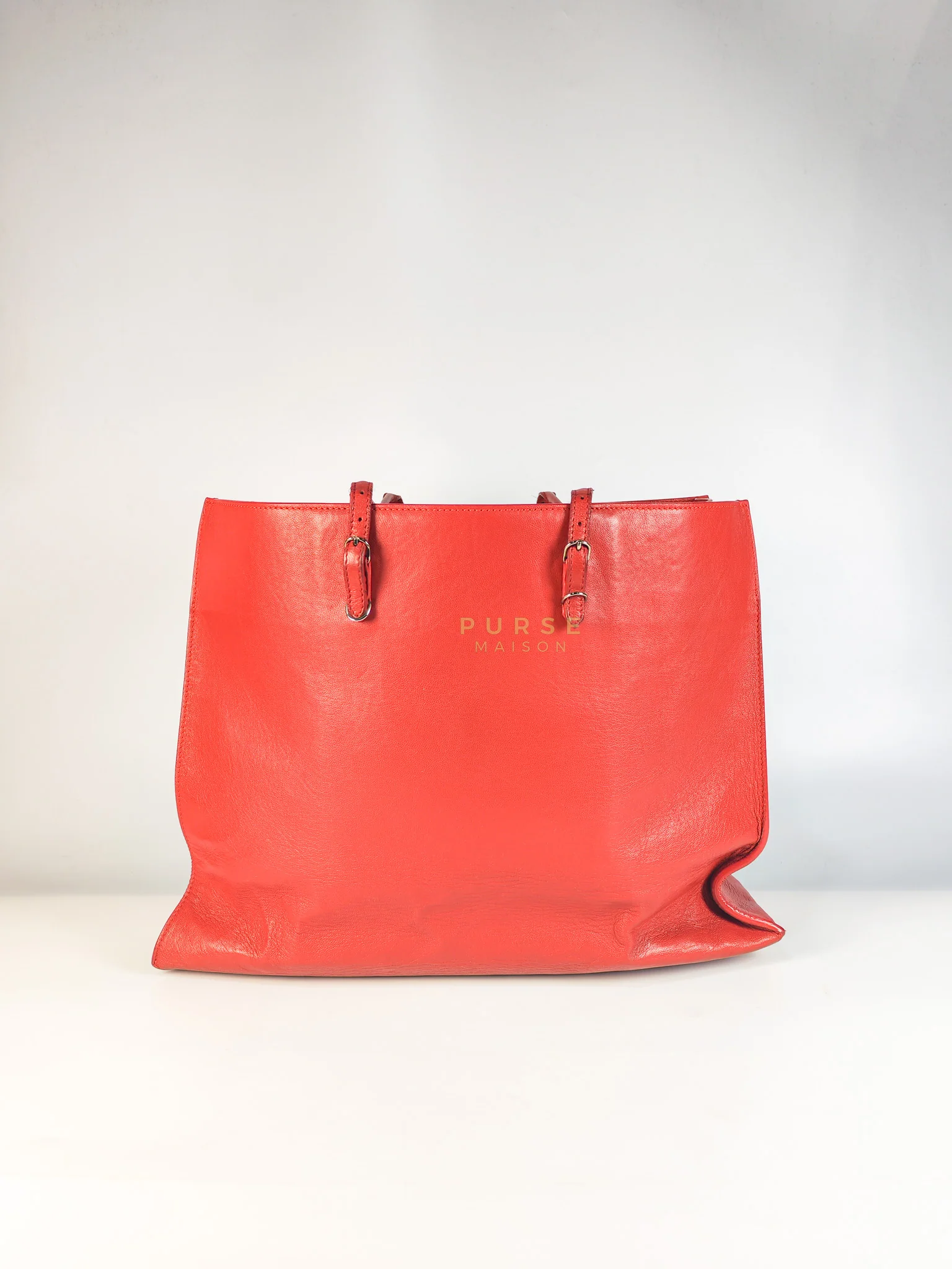 Balenciaga Papier A4 40 in Red Calfskin Leather Tote Bag - Image 4
