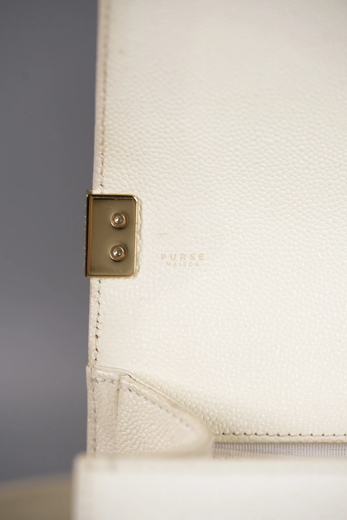 Chanel Boy Old Medium in Off White Caviar Leather and Light Gold Hardware (Microchip) - Image 25