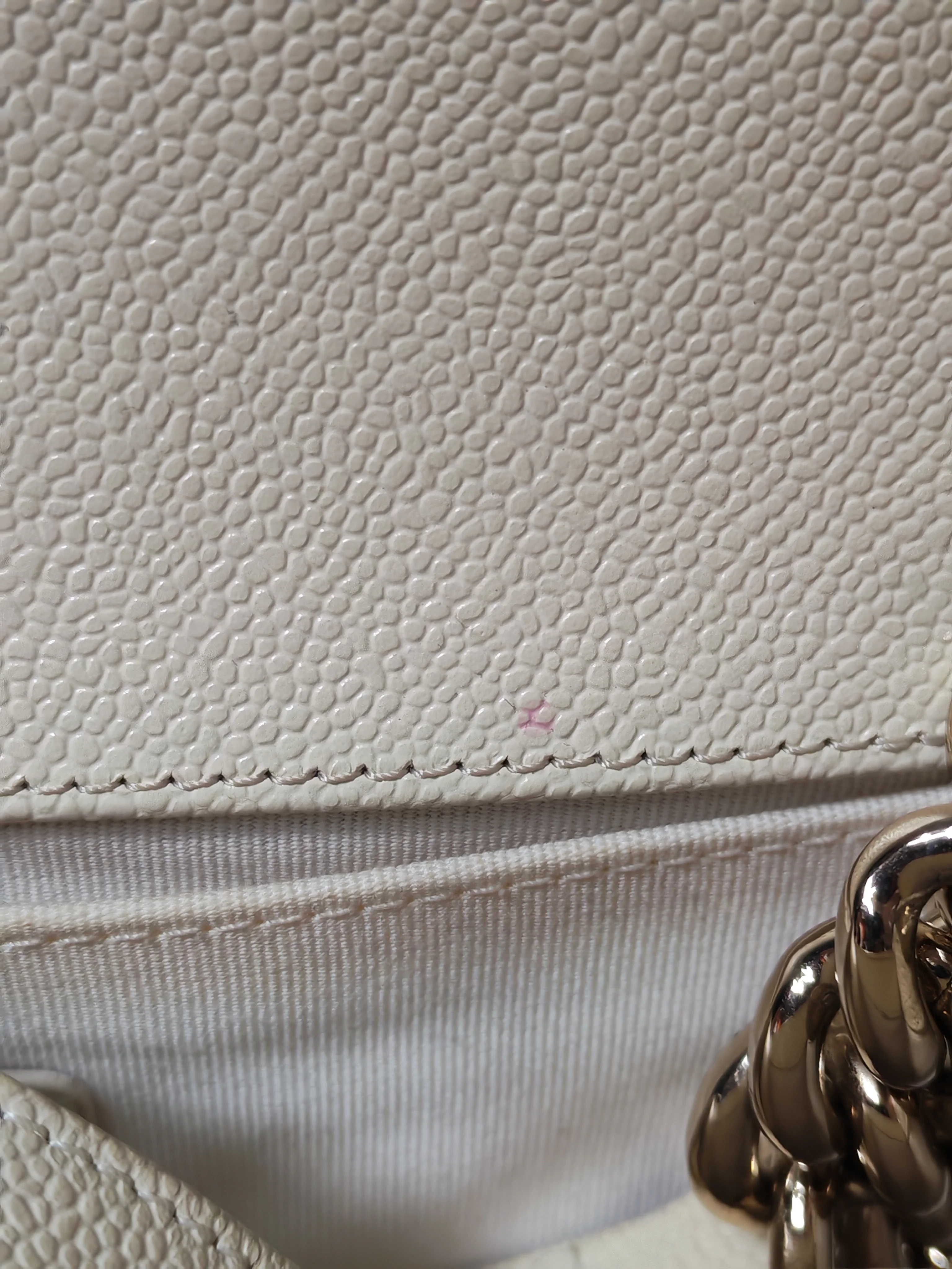 Chanel Boy Old Medium in Off White Caviar Leather and Light Gold Hardware (Microchip) - Image 40