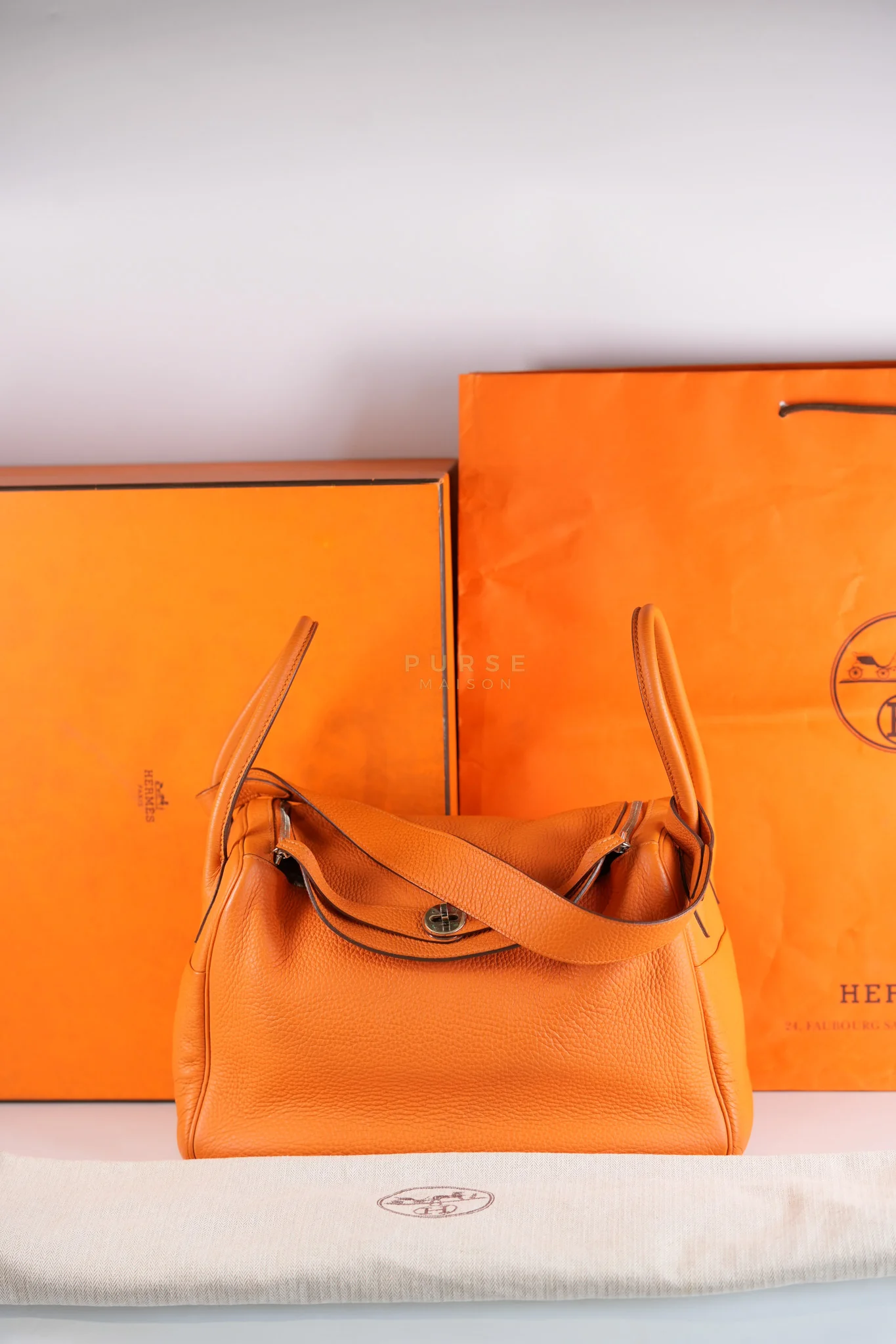 Hermes Lindy 34 Orange Clemence Leather Palladium Hardware Stamp Square O(2011) - Image 41